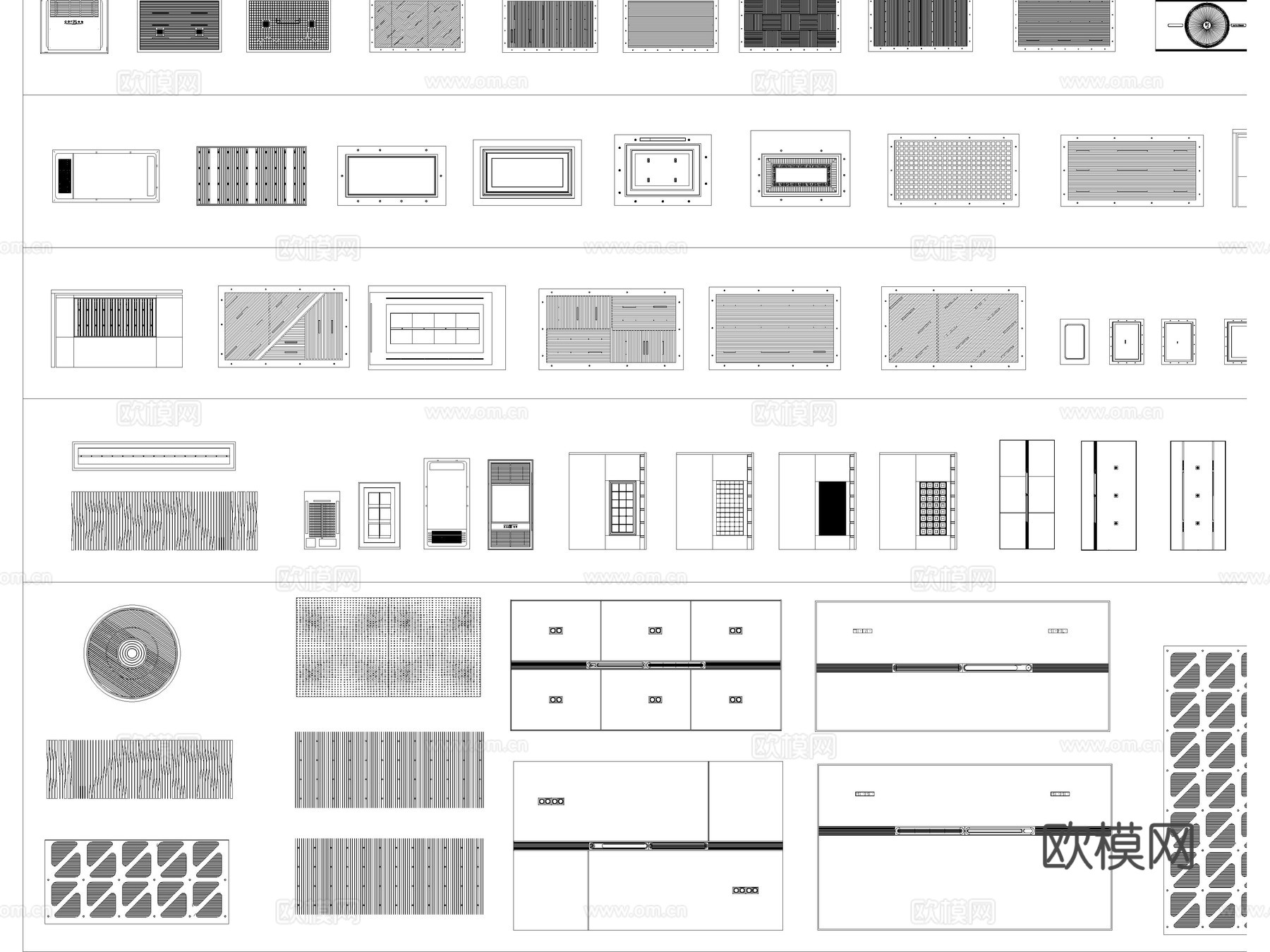 2026年最新吊顶曲面吊顶顶棚管道铝格栅曲线天花CAD图库cad施工图