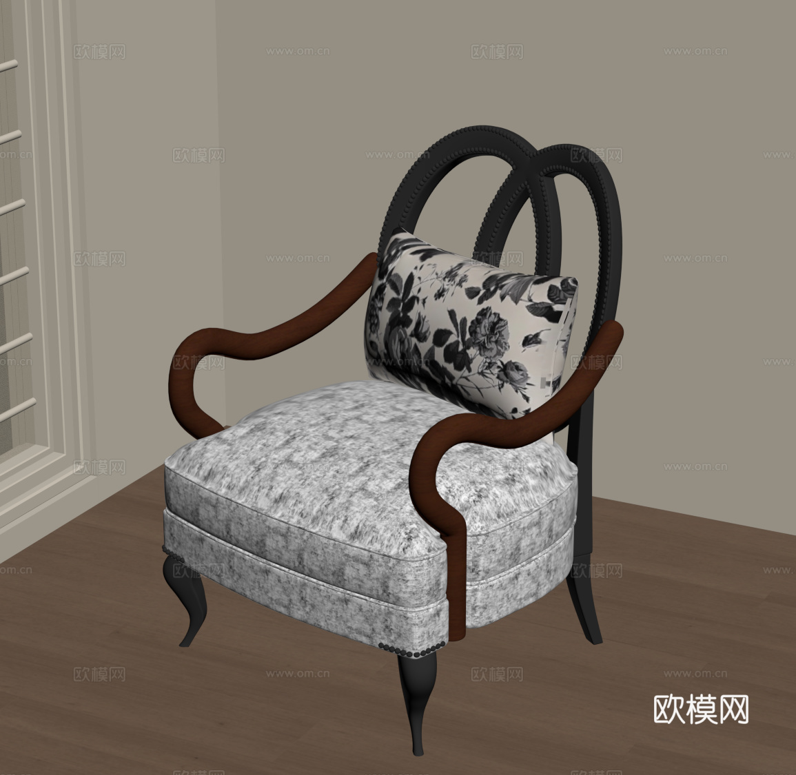 法式复古休闲椅 休闲沙发 单人椅su模型