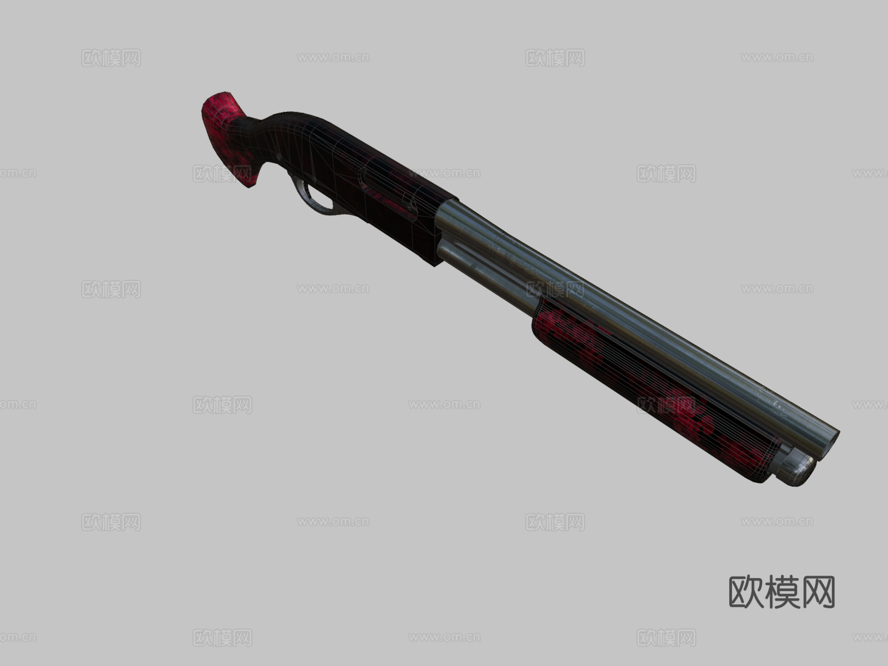 锯短霰弹枪纹理作品3d模型下载（渲染图2）