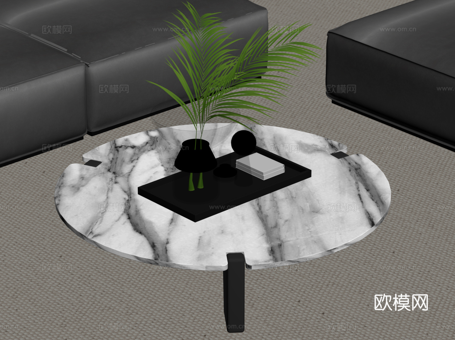 现代意式茶几 大理石茶几su模型