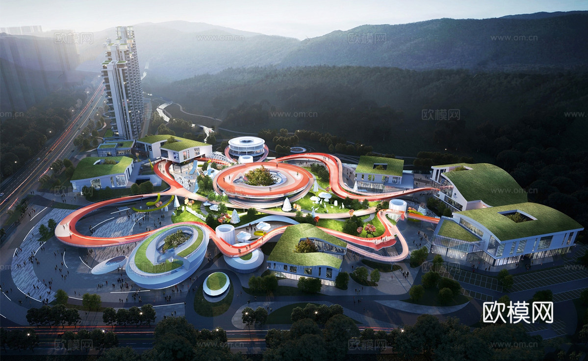 现代大型游乐场 娱乐设施su模型