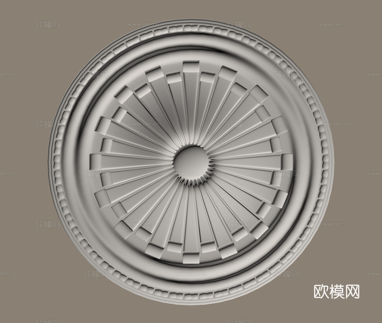 法式复古灯盘 石膏盘su模型