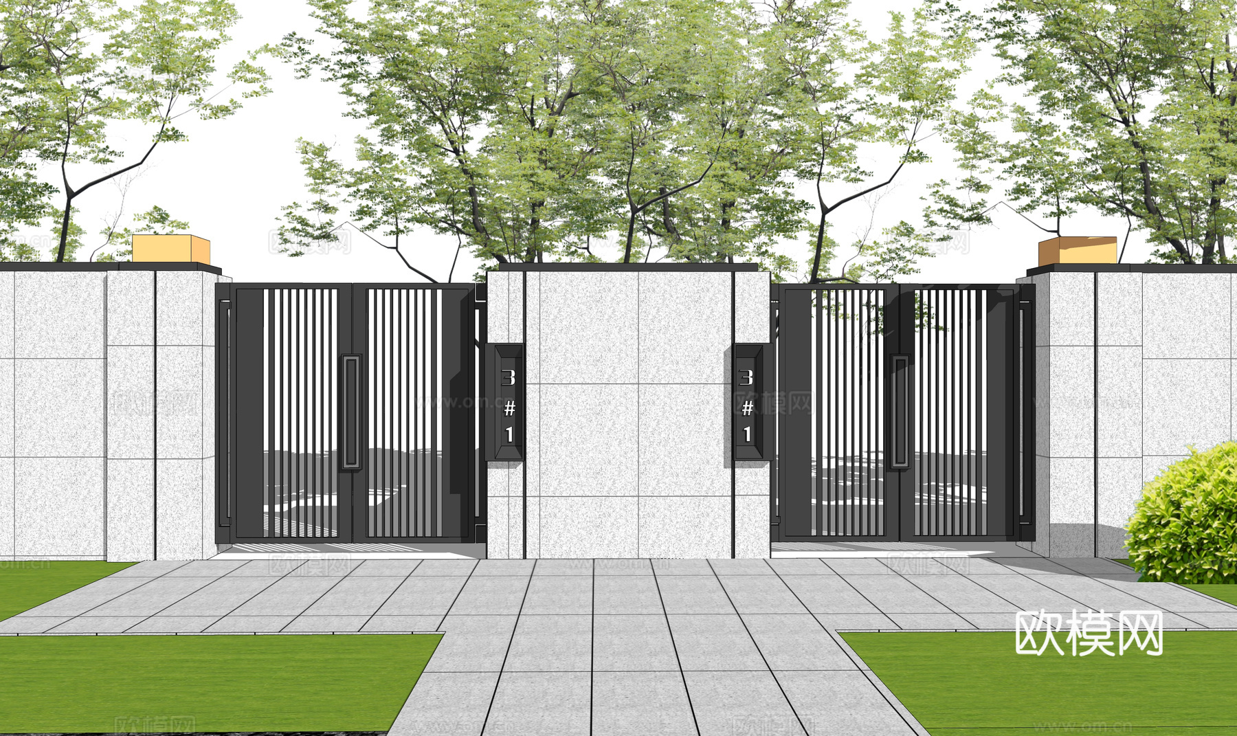 草坪灯 庭院门 水池 屋顶花园 门 室内景观 庭院 造景 景su模型