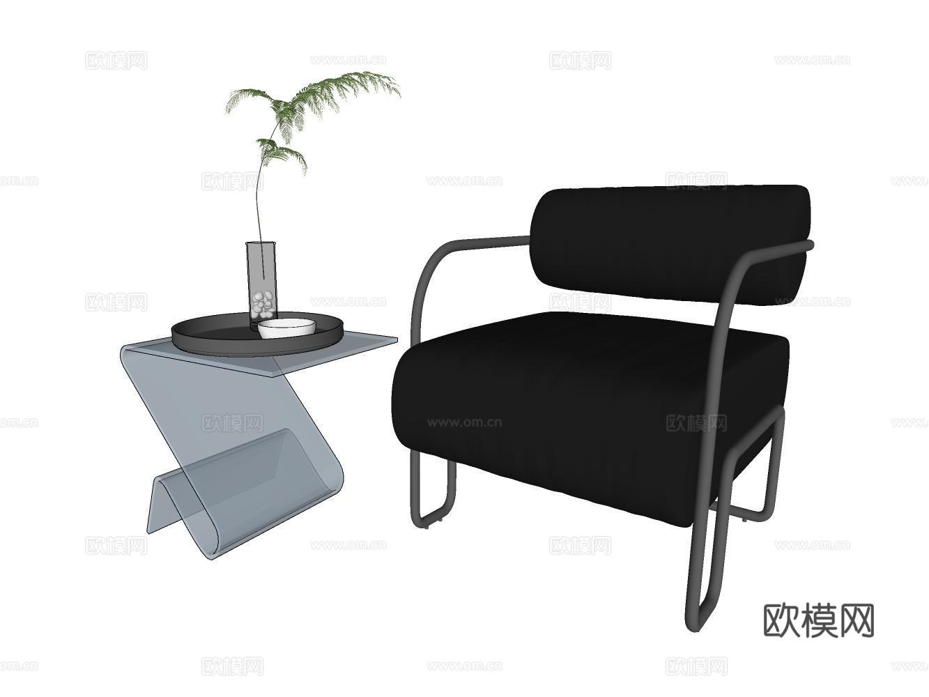 茶几沙发休闲椅摆件su模型