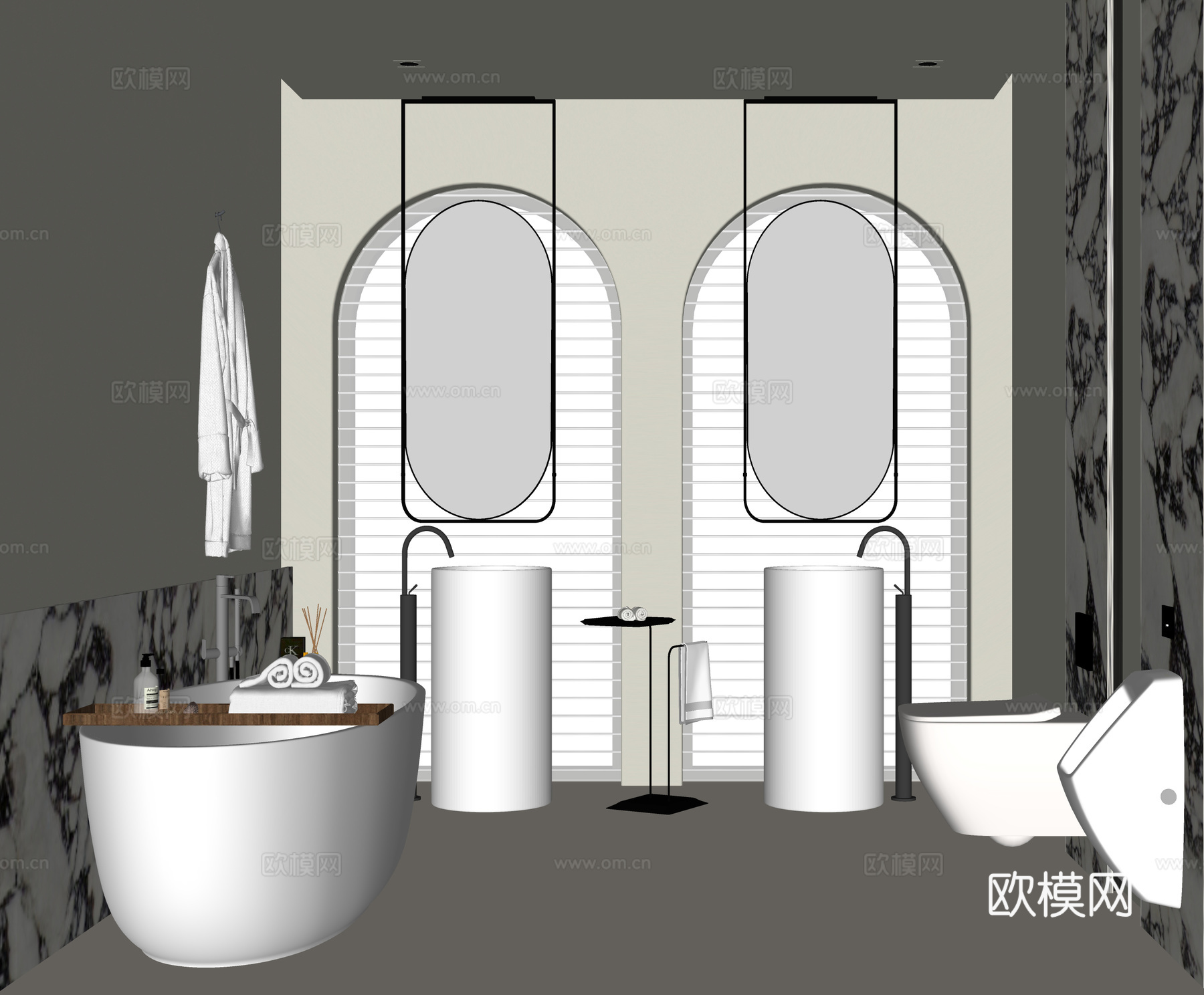 现代卫生间 别墅卫生间su模型