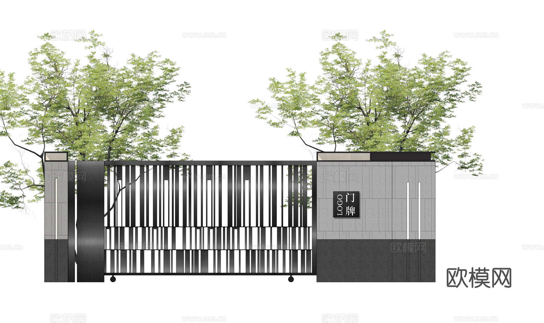 草坪灯 庭院门 水池 屋顶花园 门 室内景观 庭院 造景 景su模型