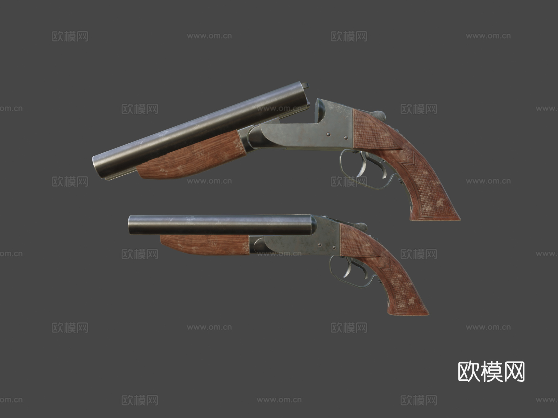 锯短型并列霰弹枪3d模型下载（渲染图6）