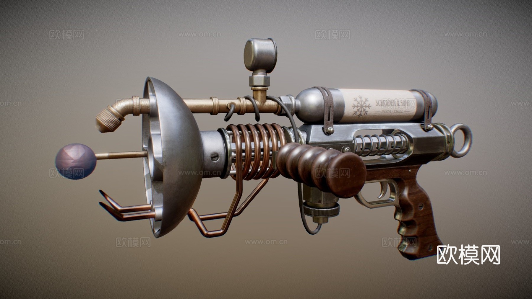 蒸汽朋克射线枪3d模型下载（渲染图1）