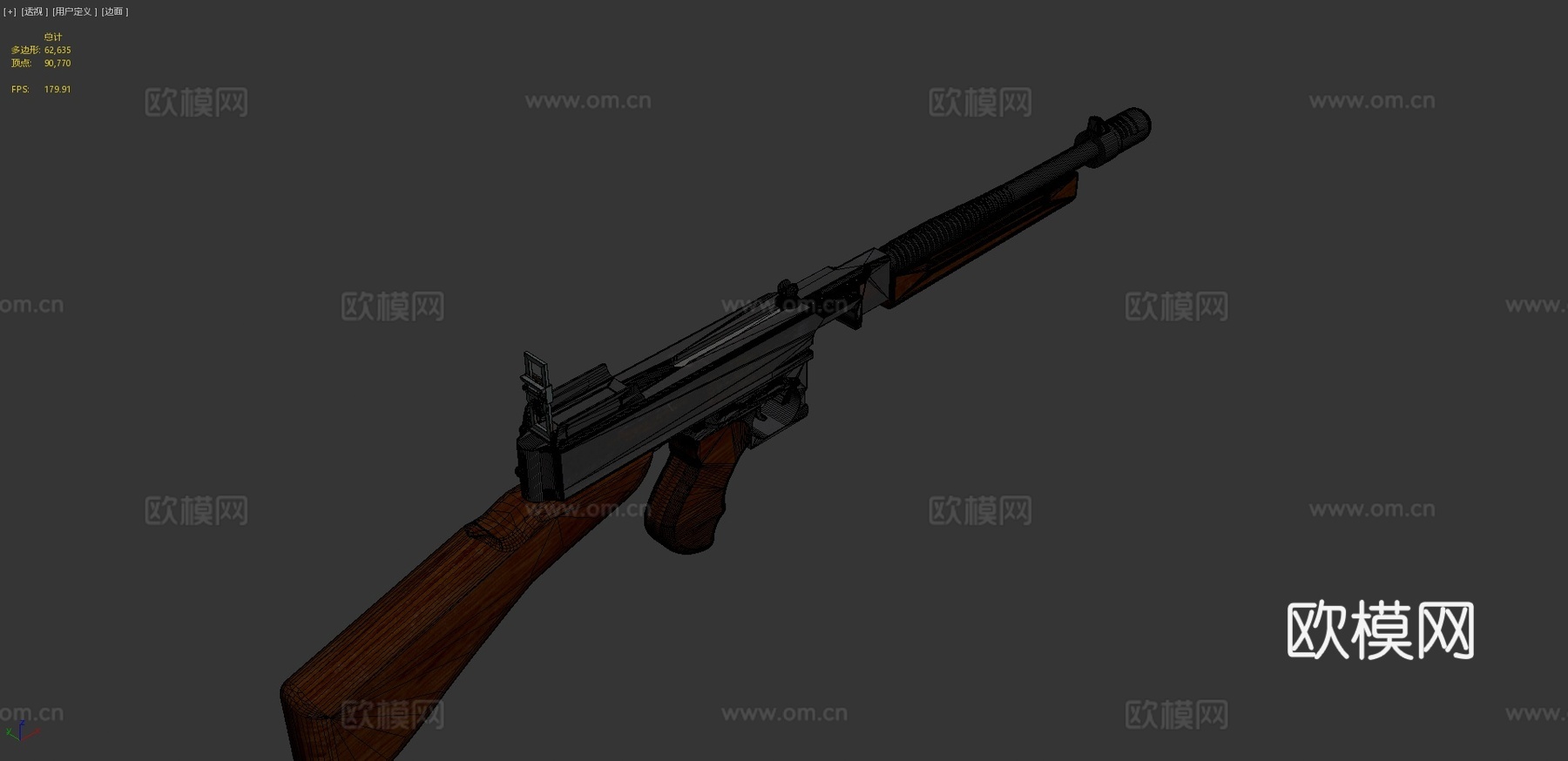 汤普森1928无弹匣3d模型下载（渲染图4）