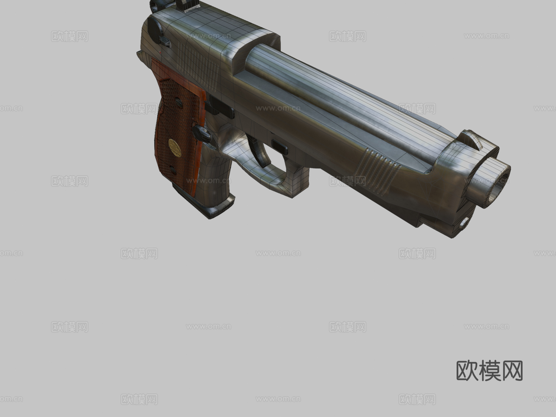 贝雷塔92FS3d模型下载（渲染图2）