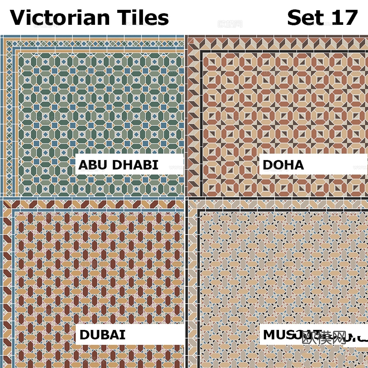 Topcer 维多利亚风格瓷砖套装 173d模型下载