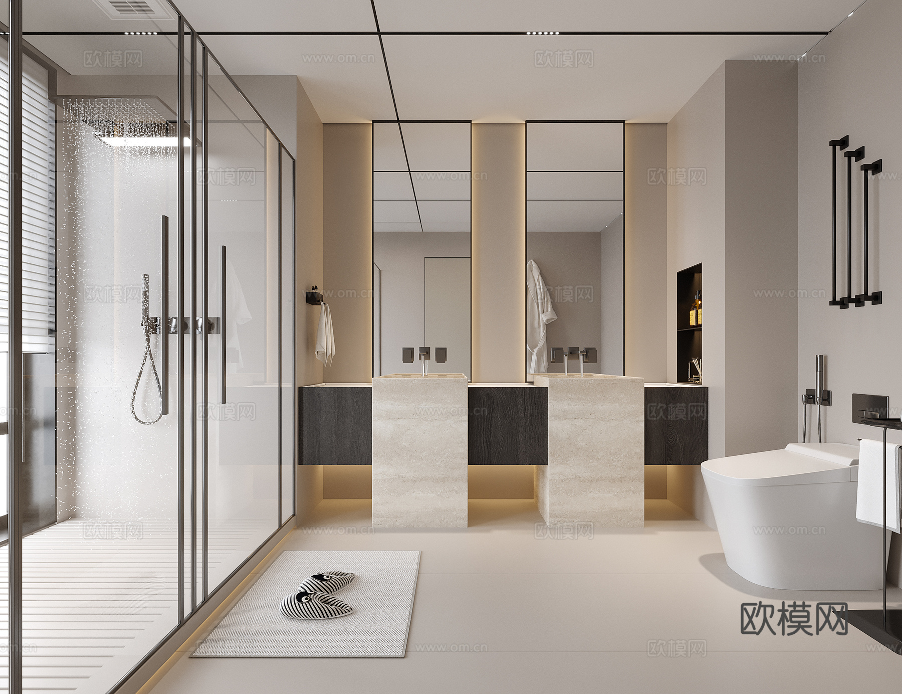 现代卫生间 洗手台su模型