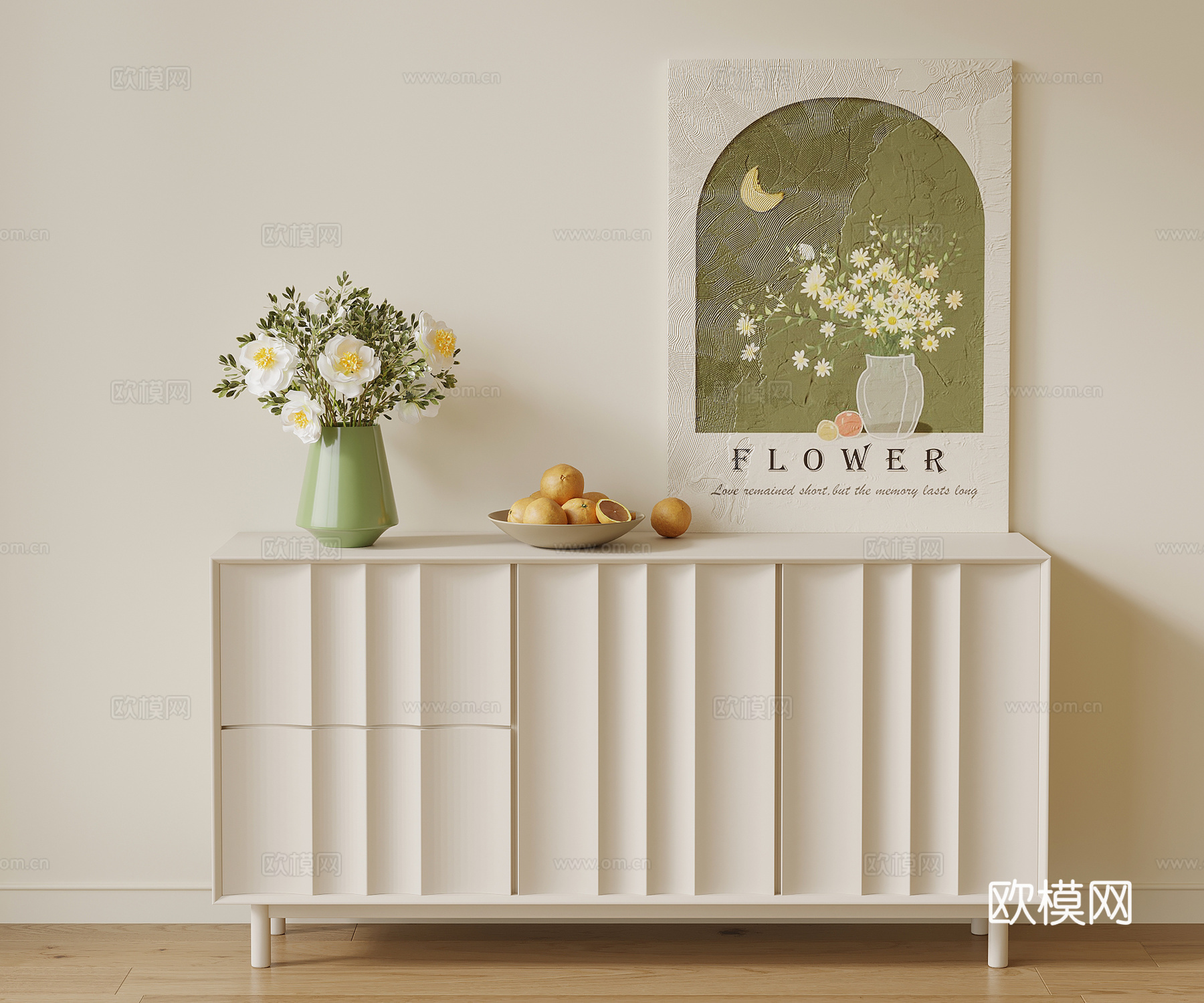 法式奶油风玄关柜 餐边柜su模型