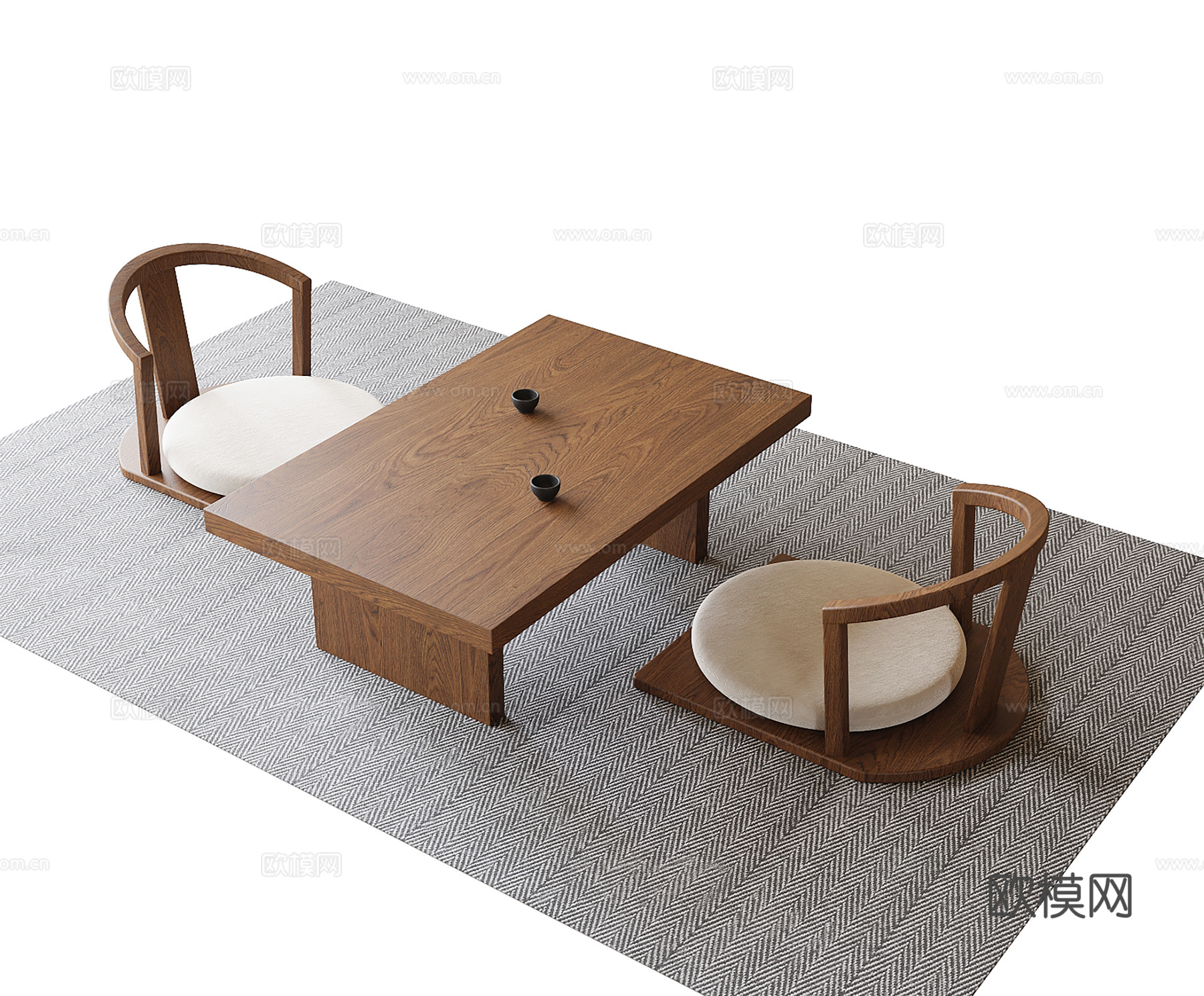 现代阳台茶桌椅su模型