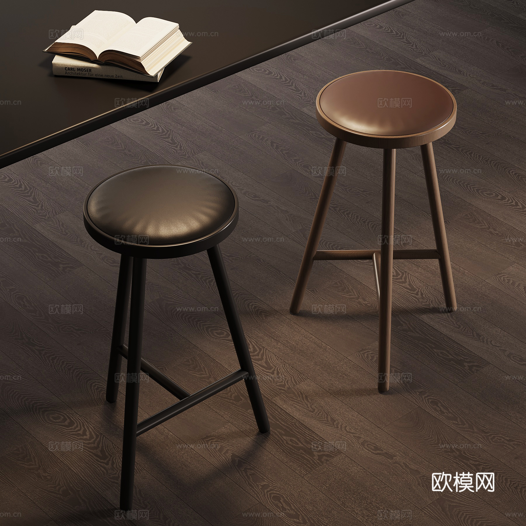 现代意式吧凳su模型