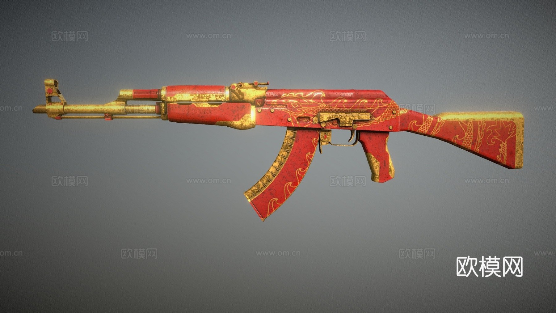 AK47鬼龙3d模型下载（渲染图1）