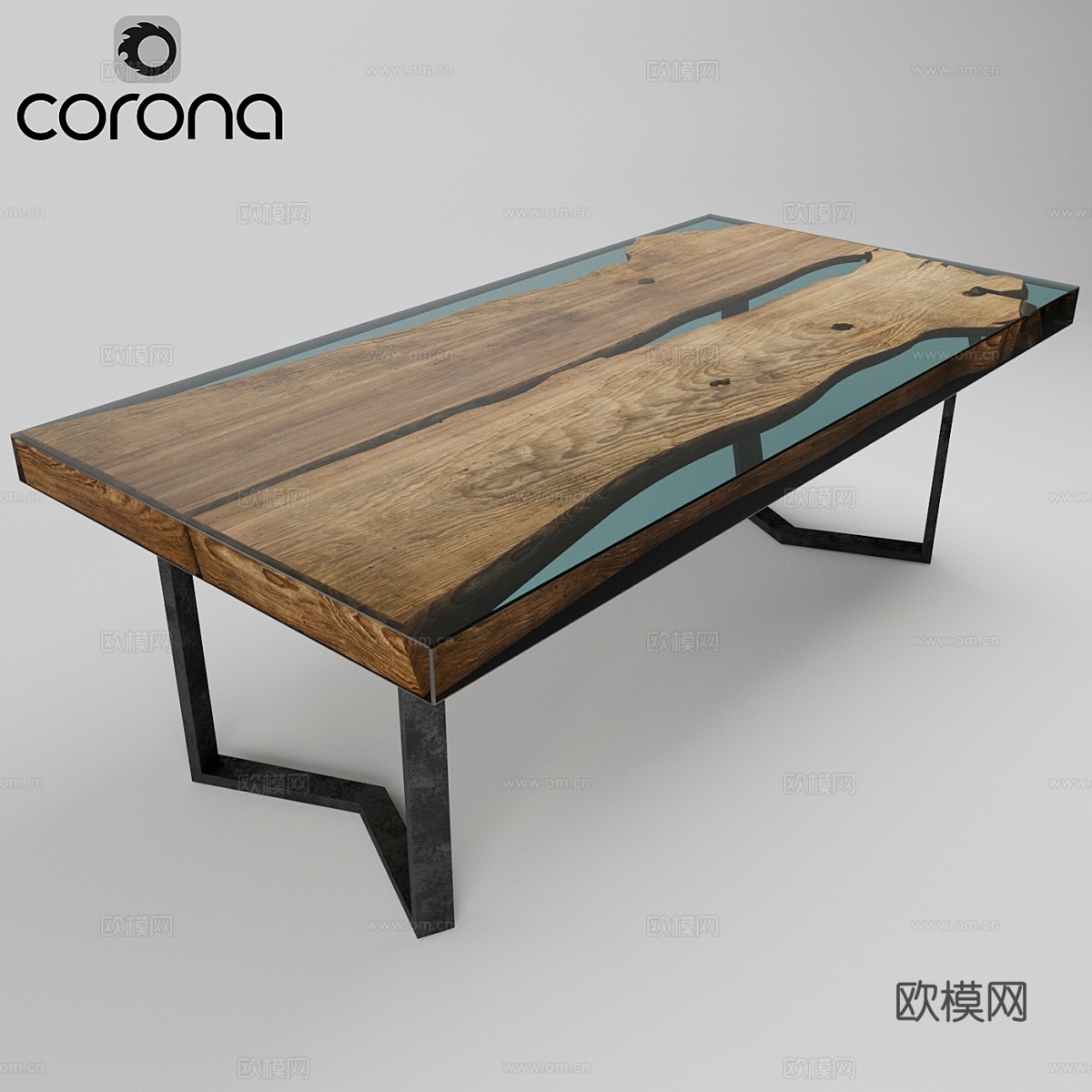 木质环氧树脂桌3d模型下载