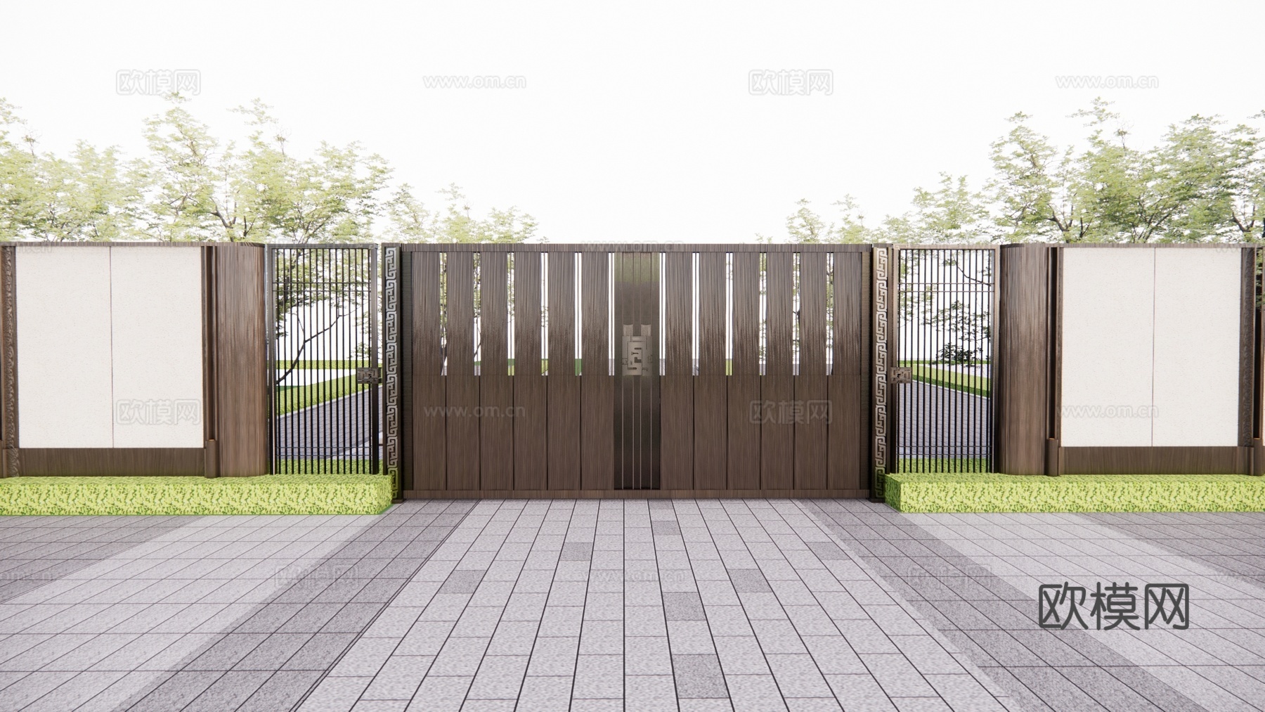 草坪灯 庭院门 水池 屋顶花园 门 室内景观 庭院 造景 景su模型