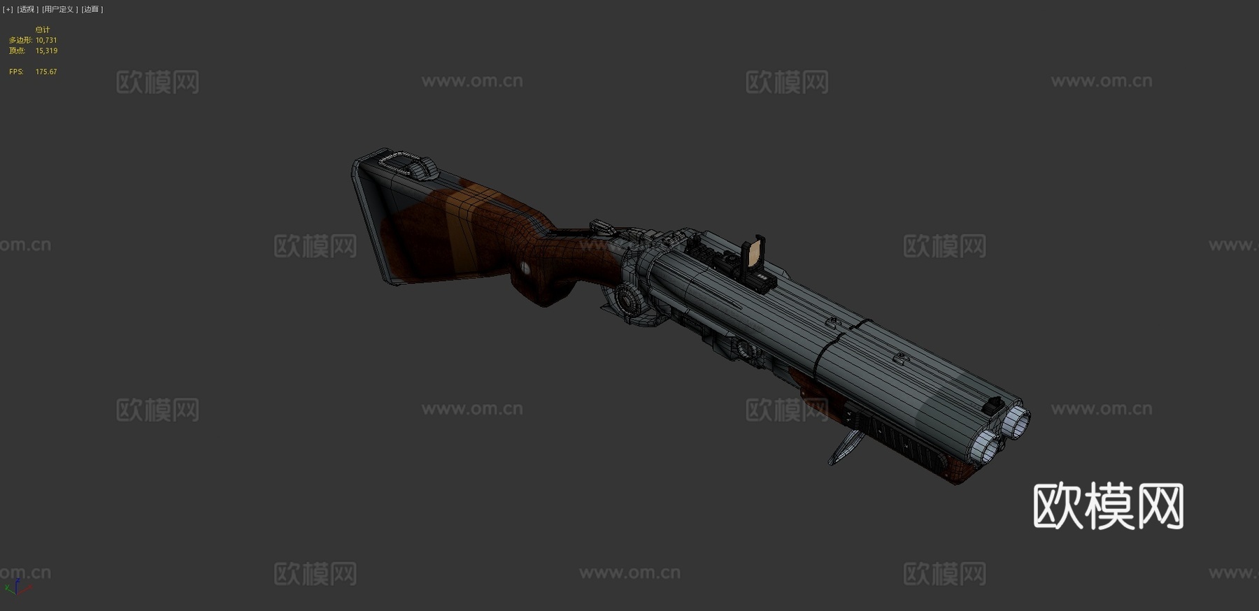 双管霰弹枪3d模型下载（渲染图4）