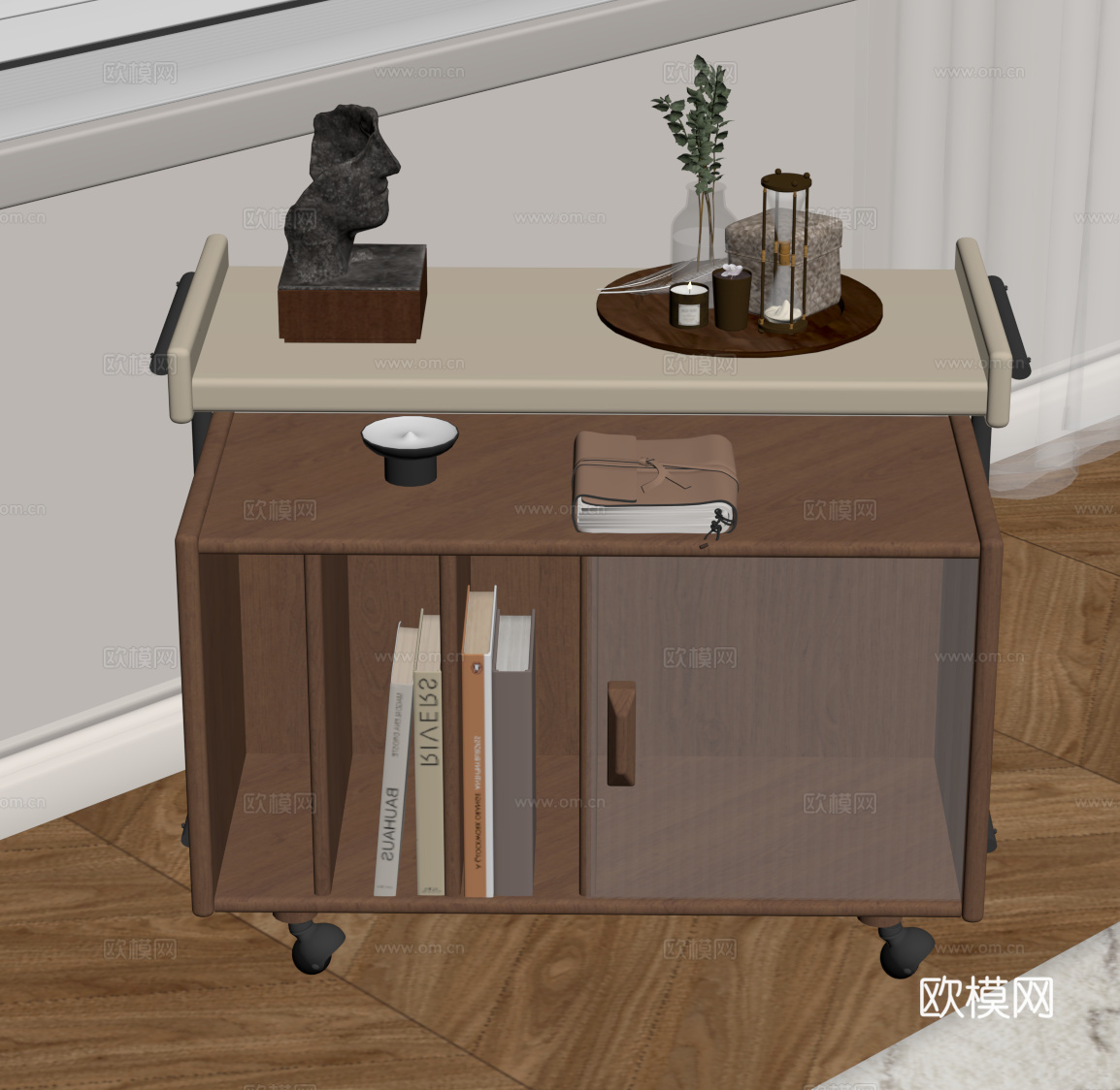 中古风边几 角几 置物架su模型