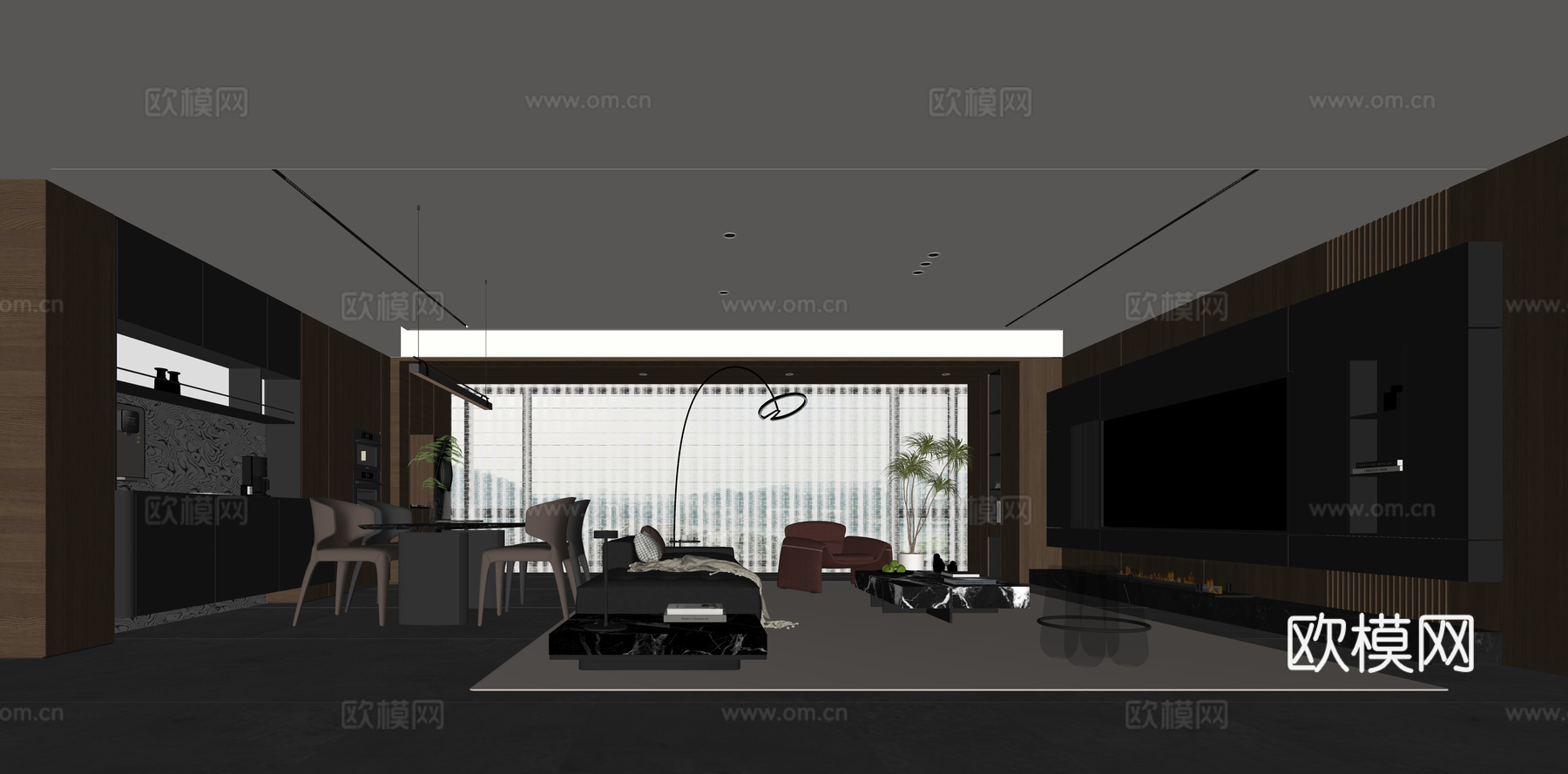 现代意式客餐厅su模型