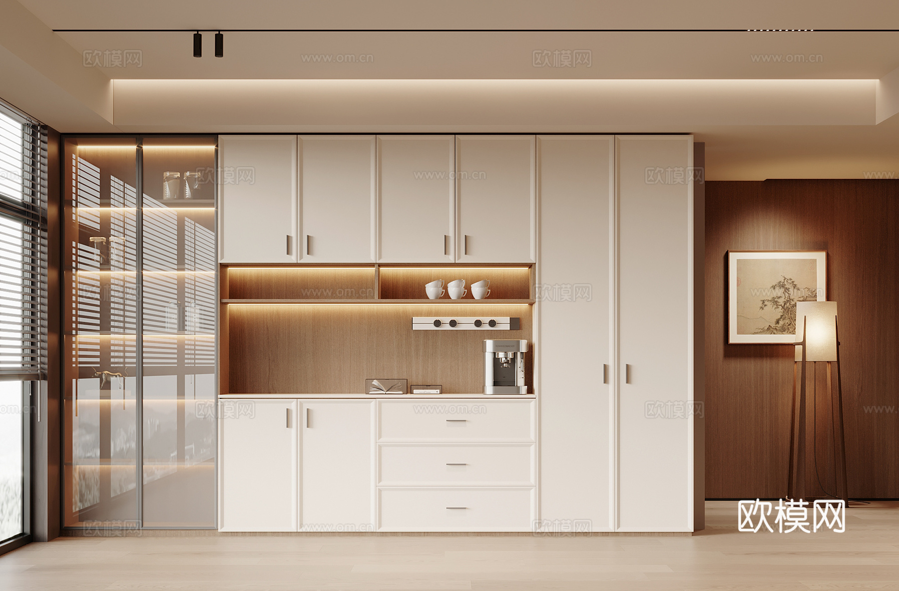 宋式酒柜 通高酒柜 餐边柜酒柜 玻璃酒柜su模型