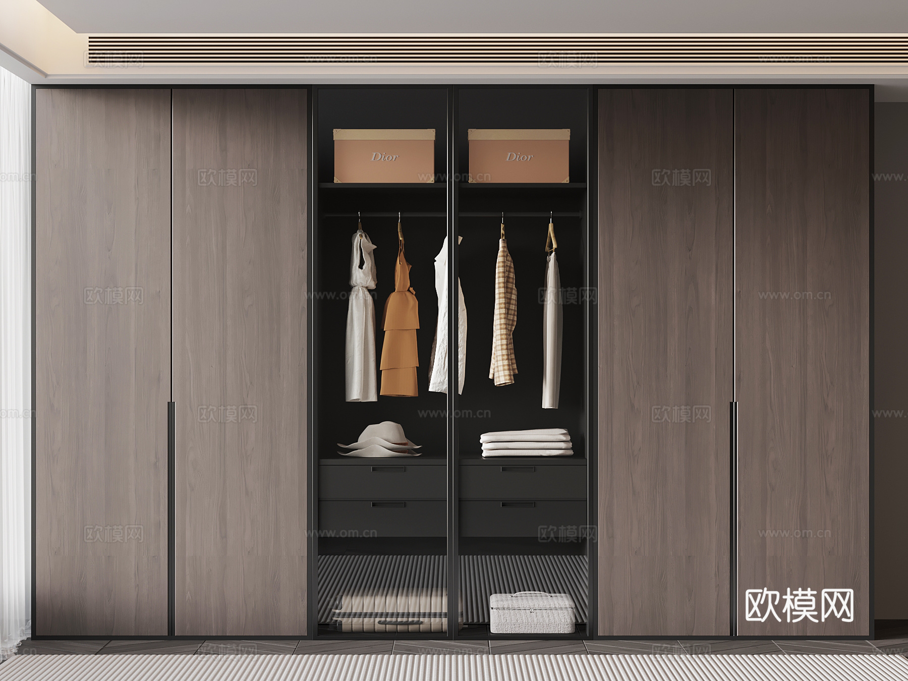 现代意式衣柜su模型
