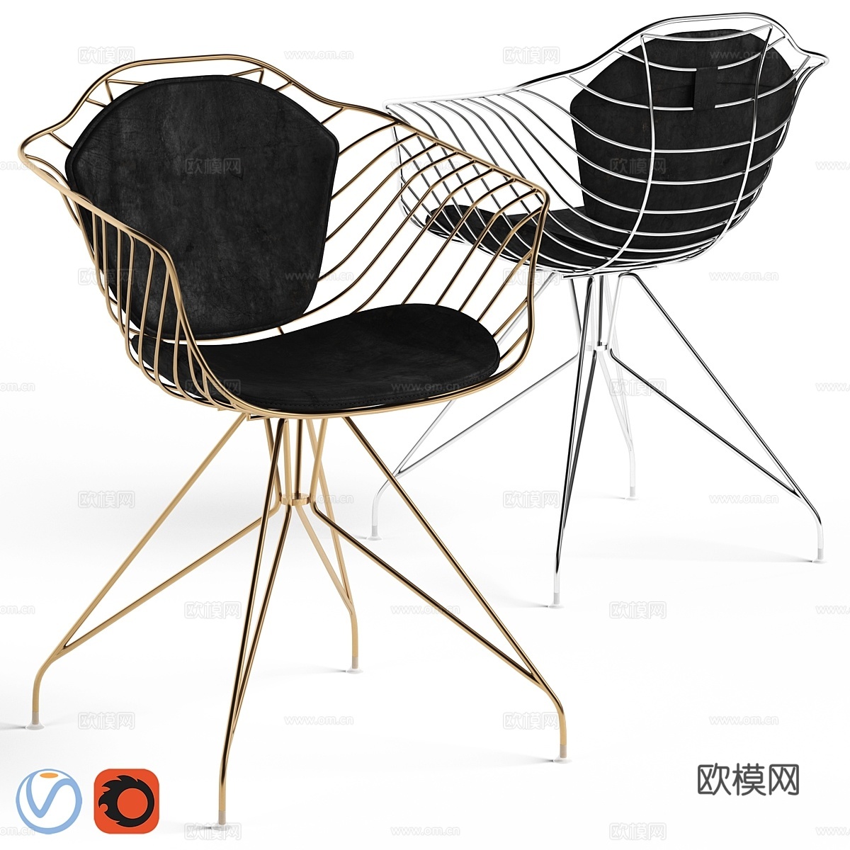 Cult Living Moda金属网椅3d模型下载