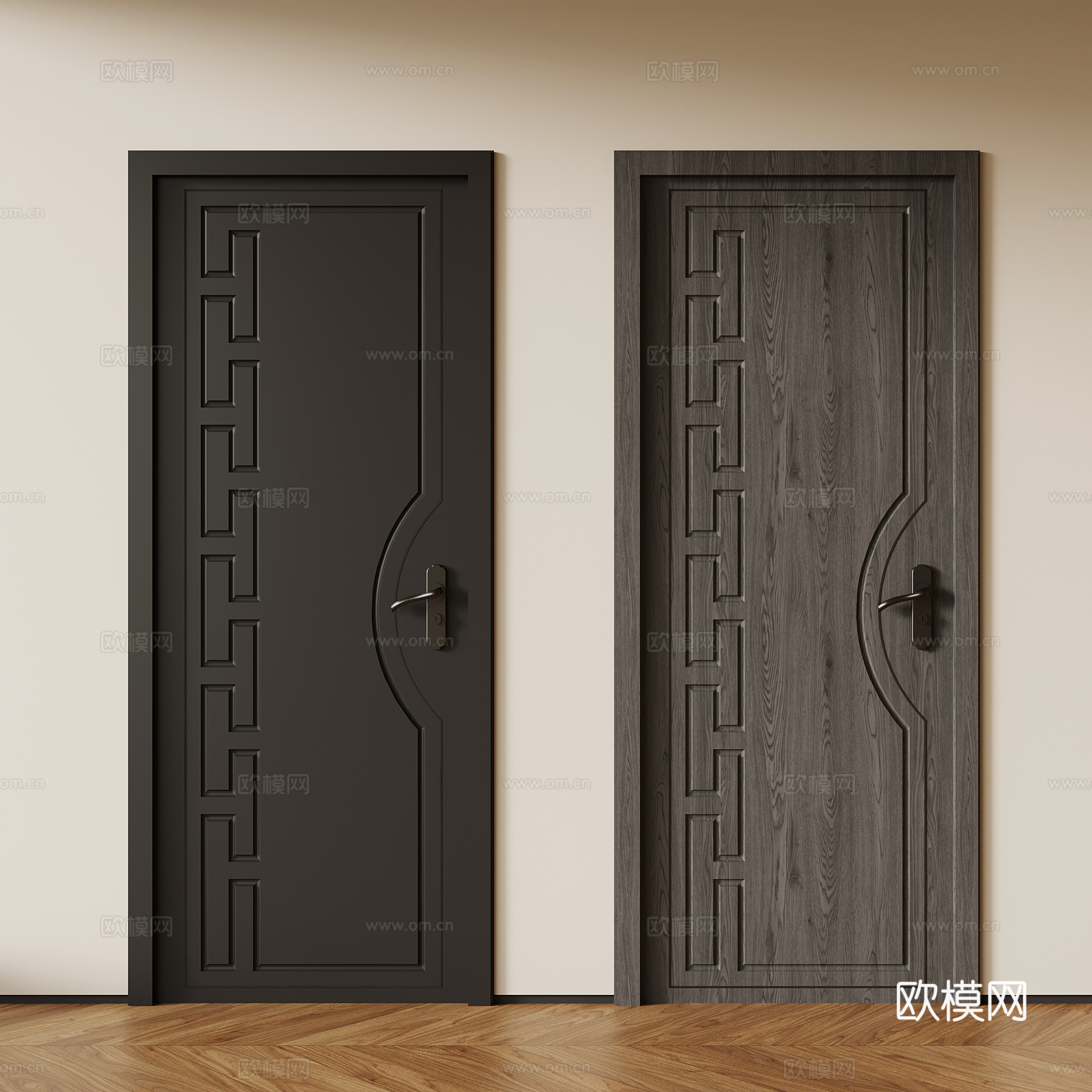 现代意式单开门 木门 室内门su模型