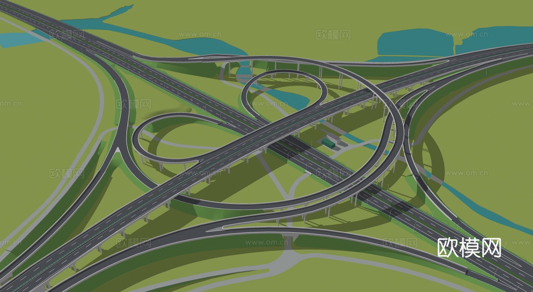 现代高速立交桥su模型