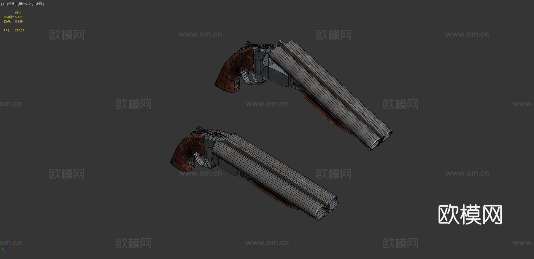 锯短型并列霰弹枪3d模型下载（渲染图4）