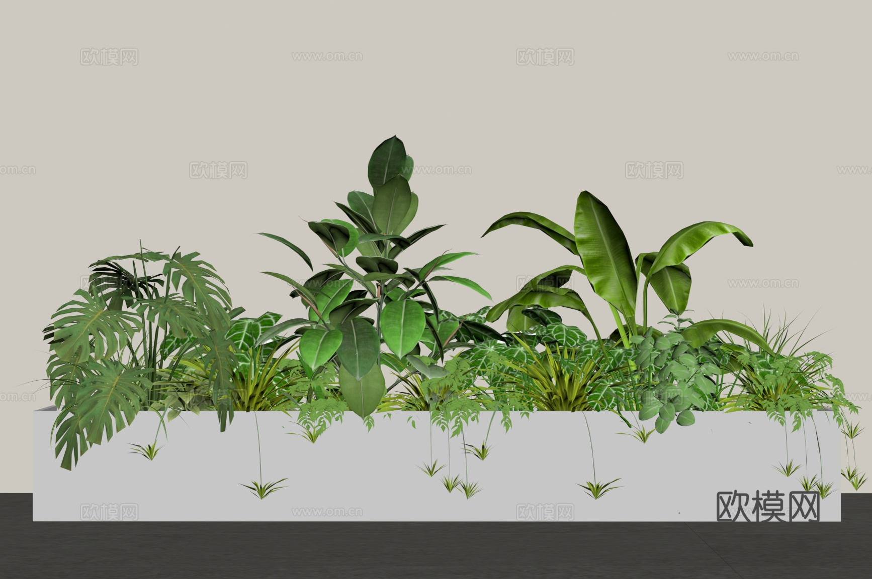 现代花坛 盆栽 室内花坛 绿植su模型