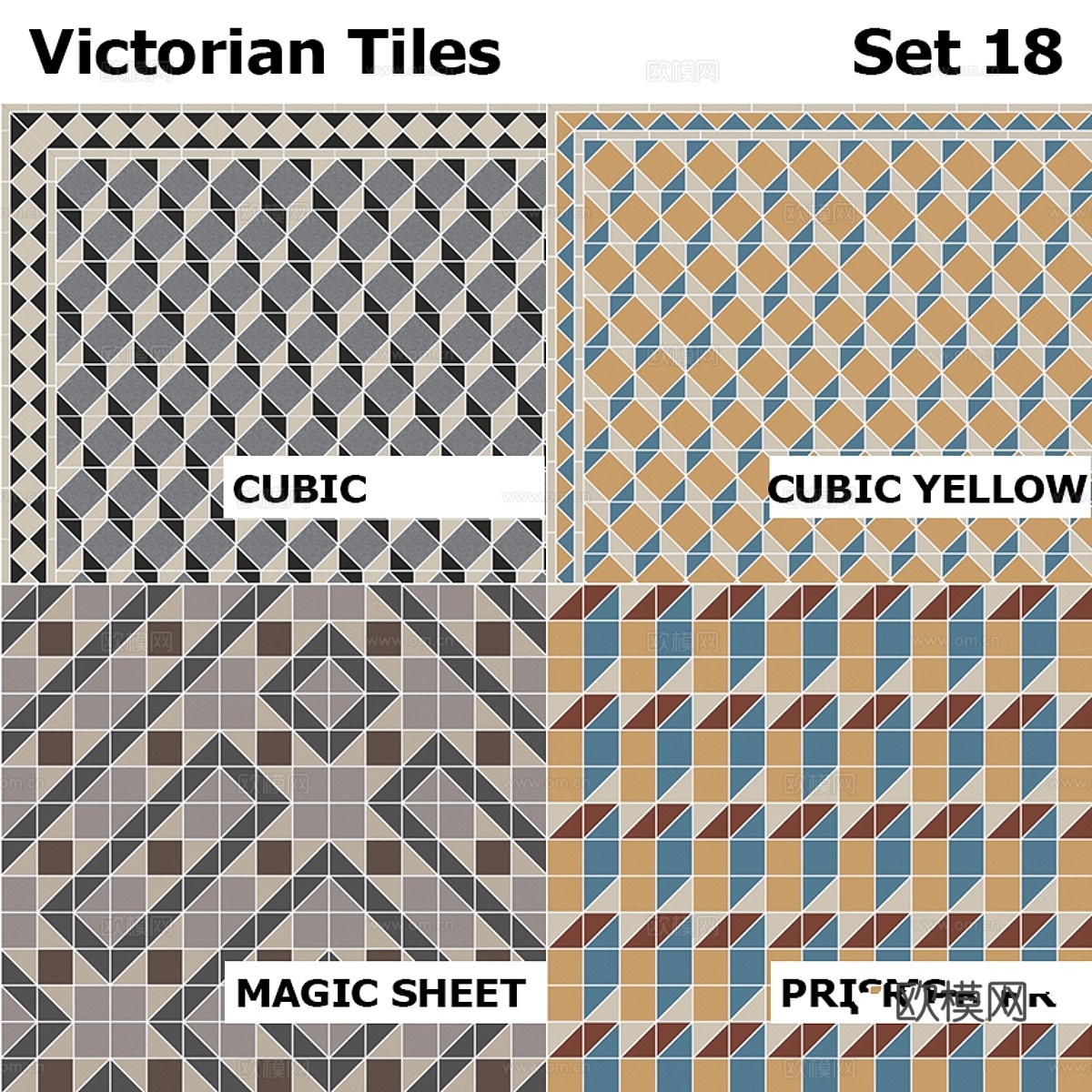 Topcer 维多利亚风格瓷砖套装 183d模型下载