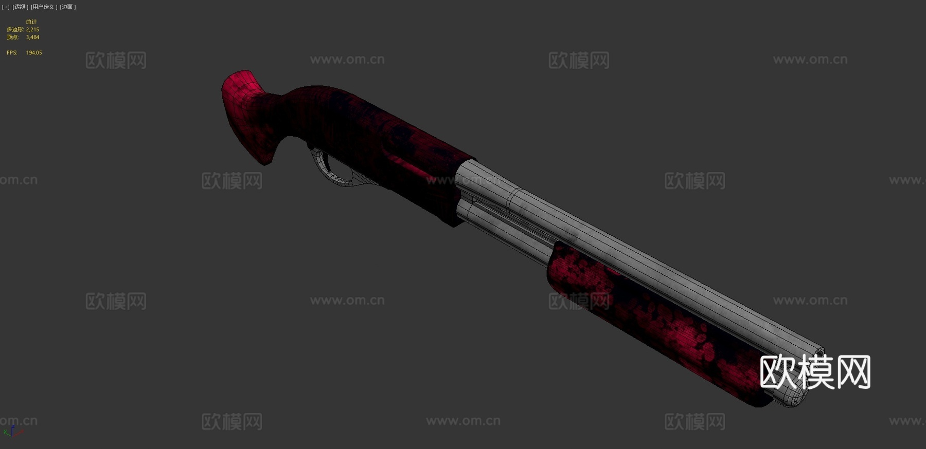 锯短霰弹枪纹理作品3d模型下载（渲染图4）
