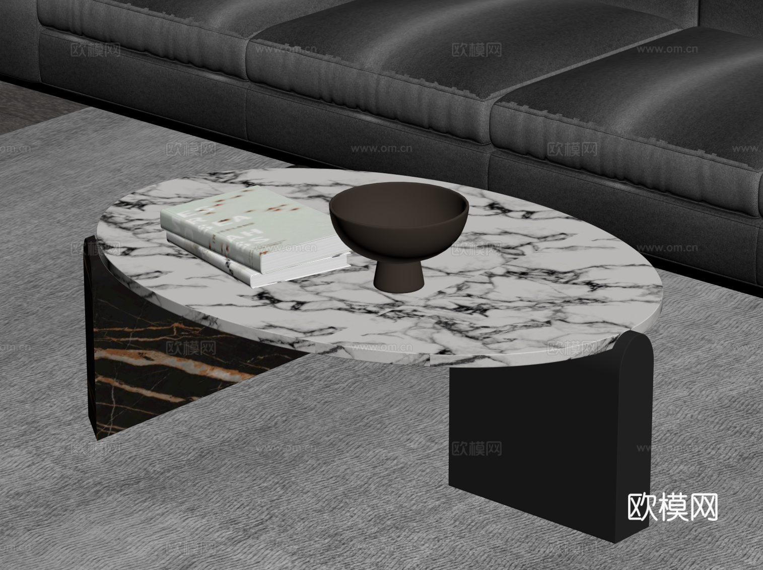 现代意式茶几 大理石茶几su模型