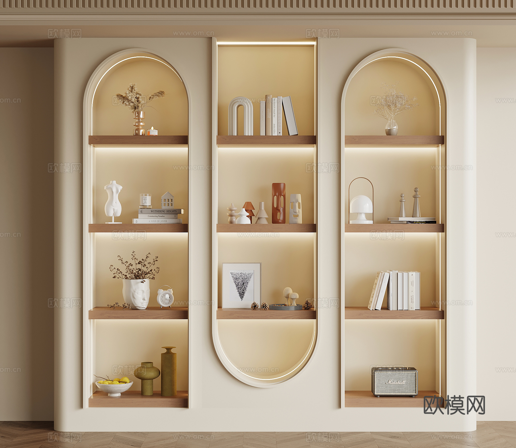 现代中古书架 置物架su模型