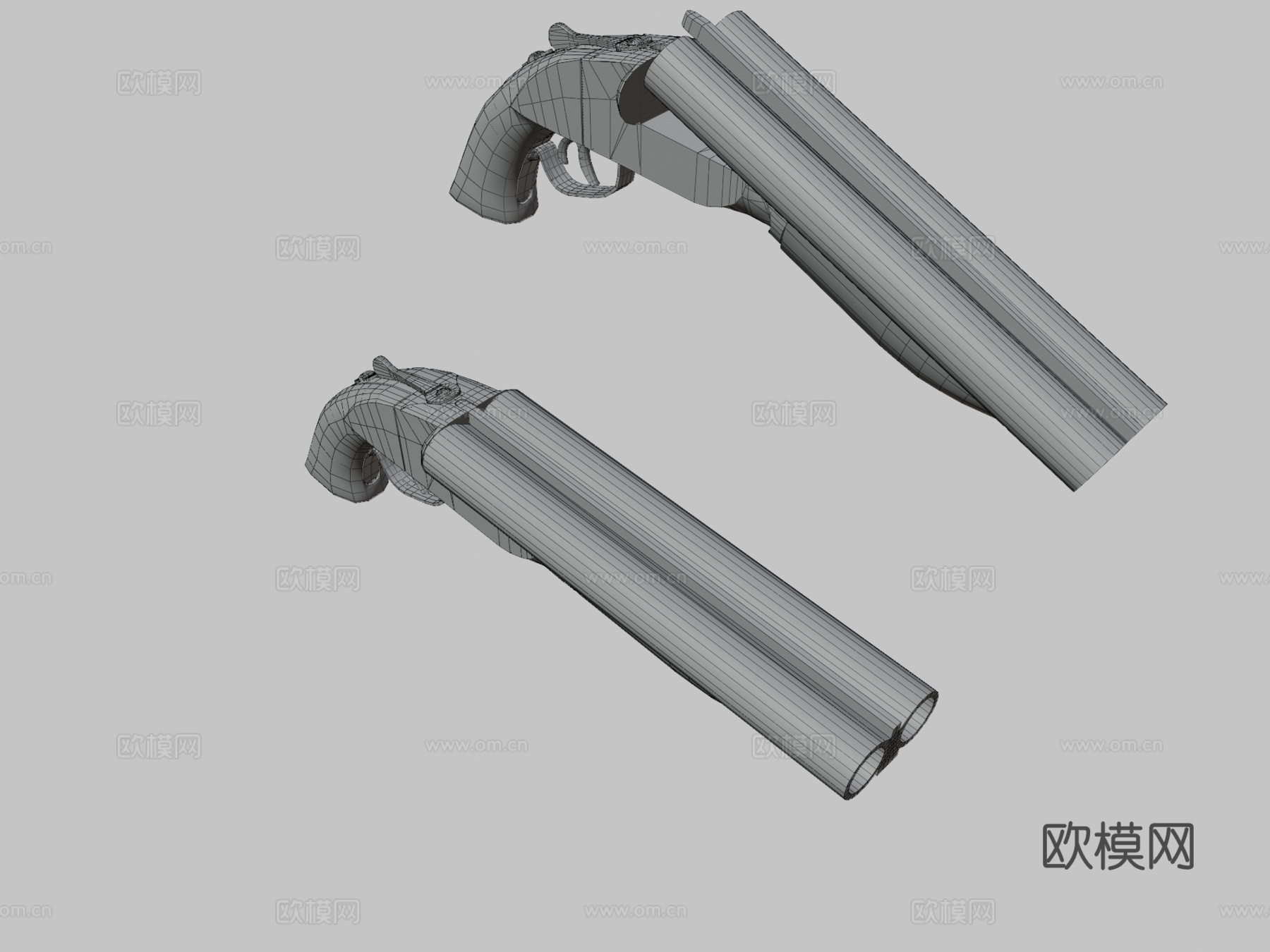 锯短型并列霰弹枪3d模型下载（渲染图3）