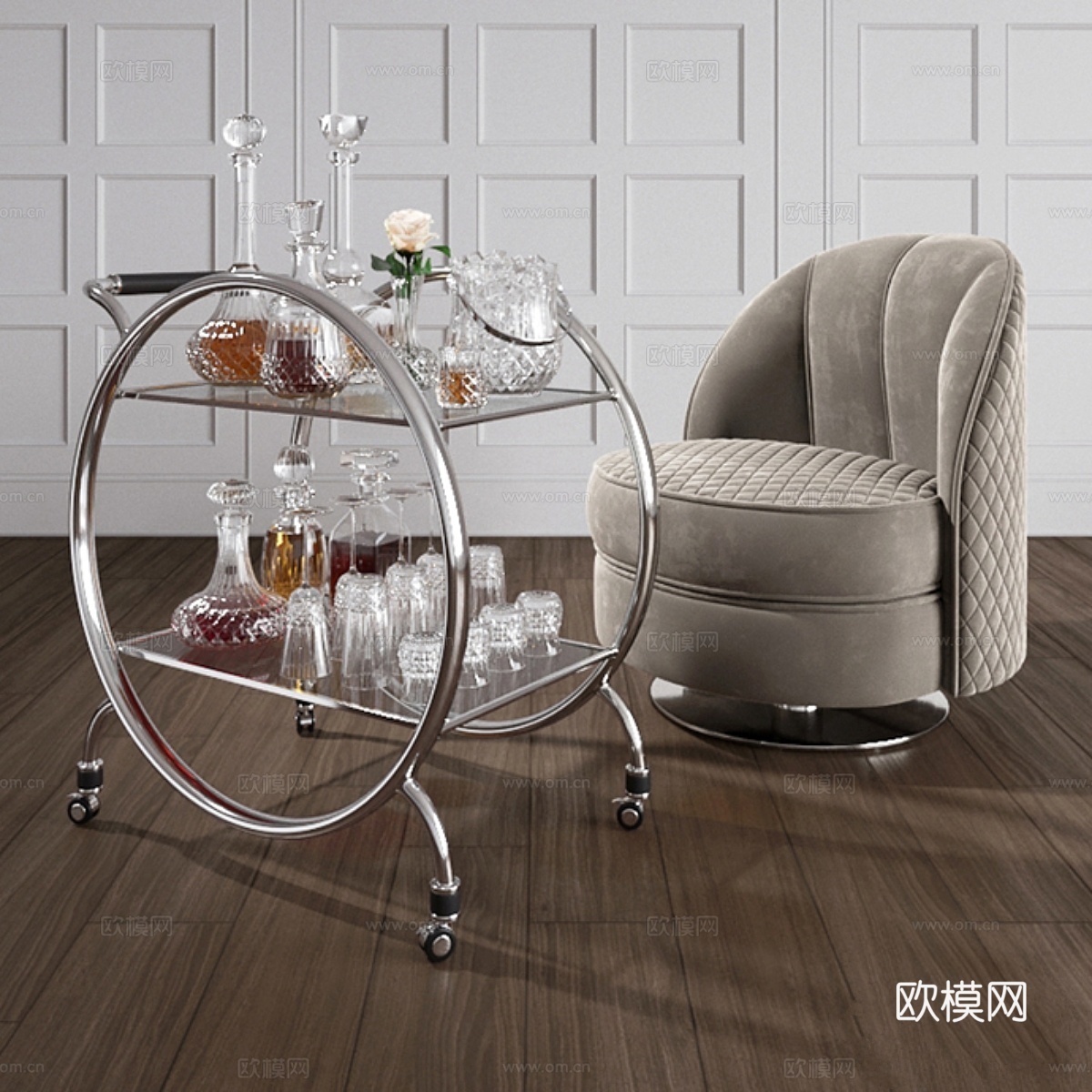 装饰艺术吧台套装3d模型下载