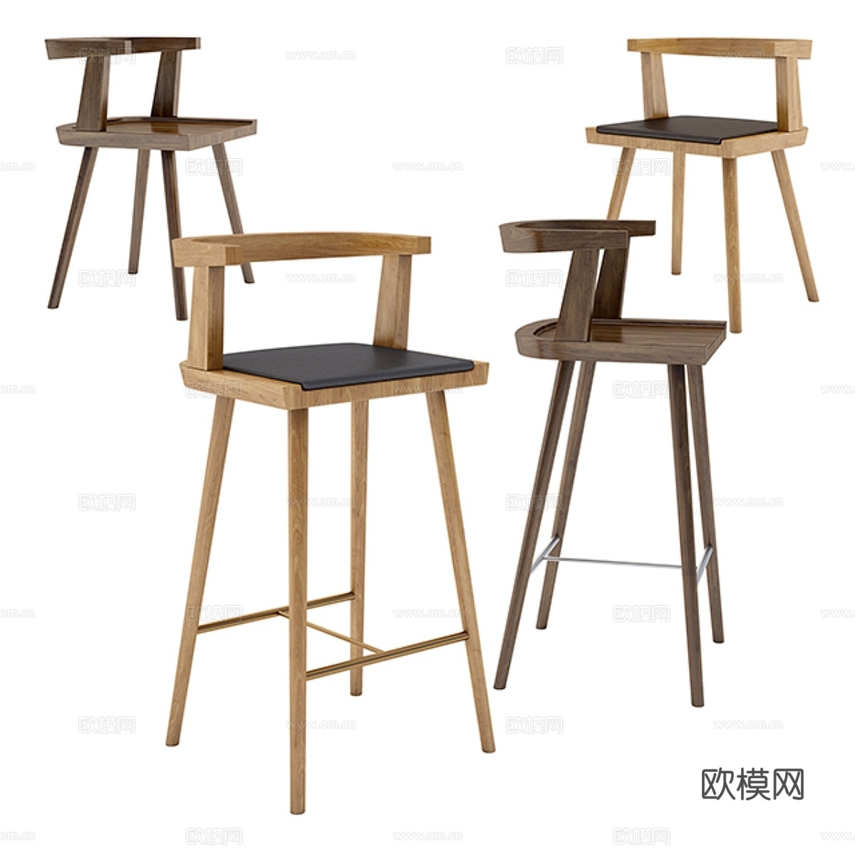 Kbh熏橡木椅3d模型下载