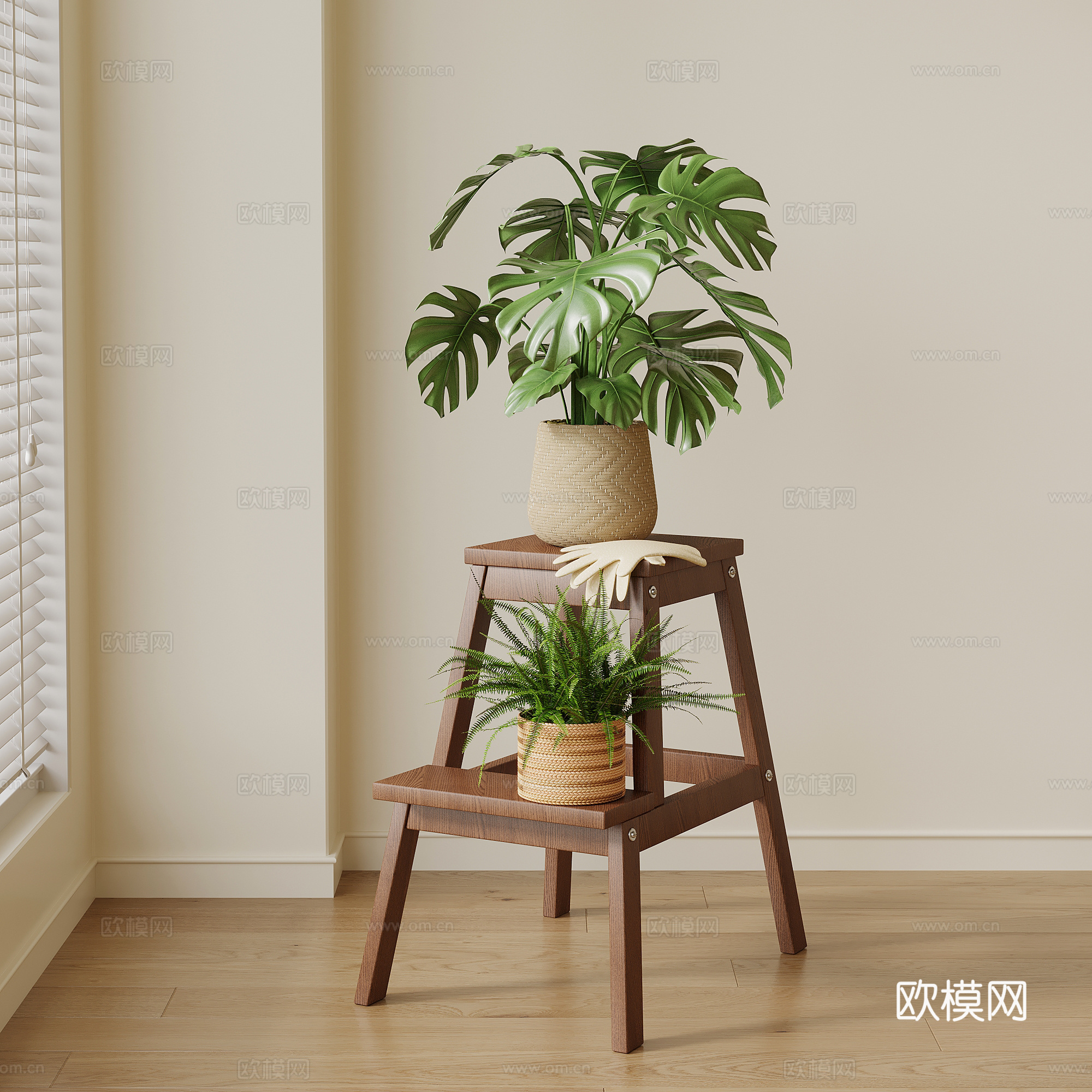 现代中古风花架su模型