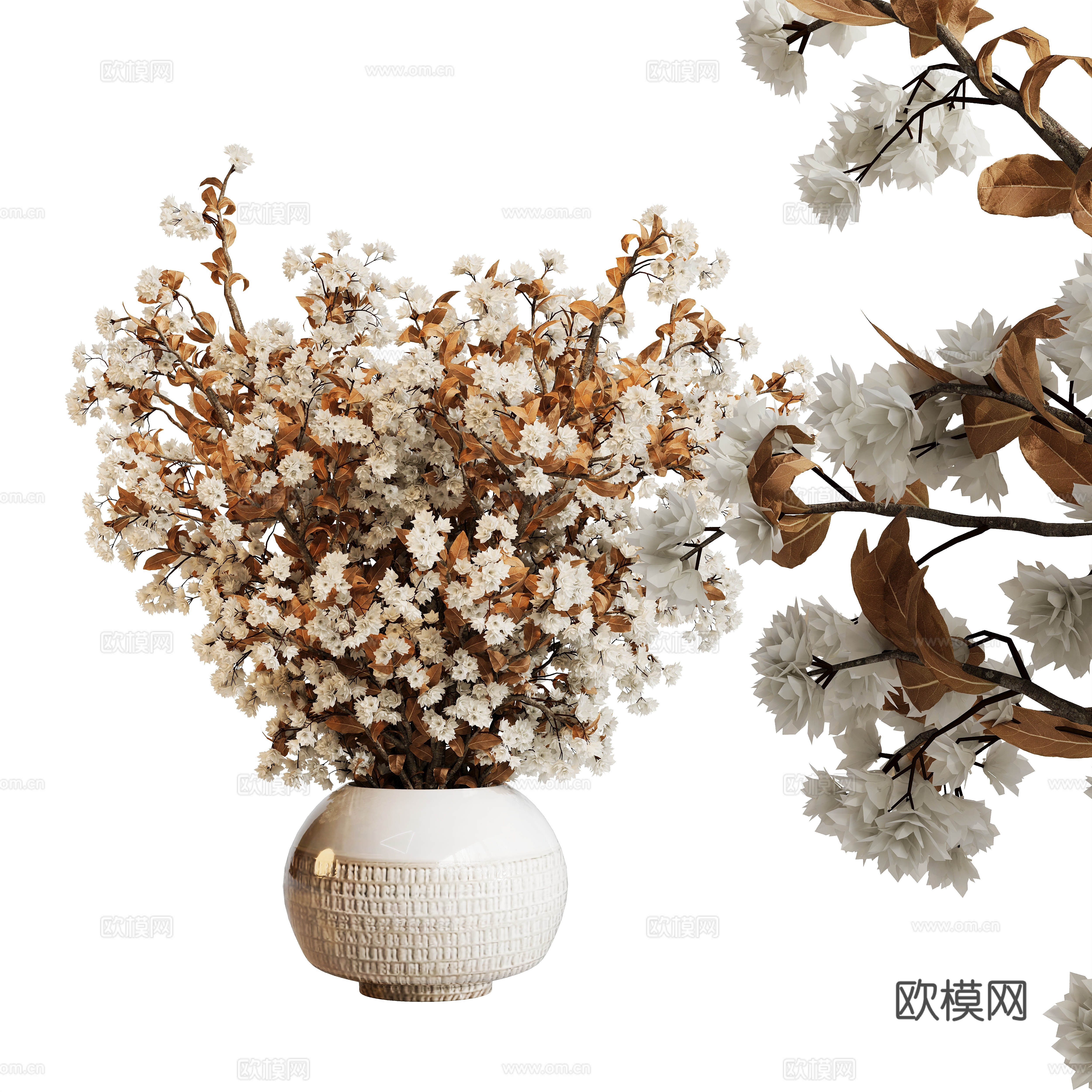 现代花瓶花卉盆栽植物su模型