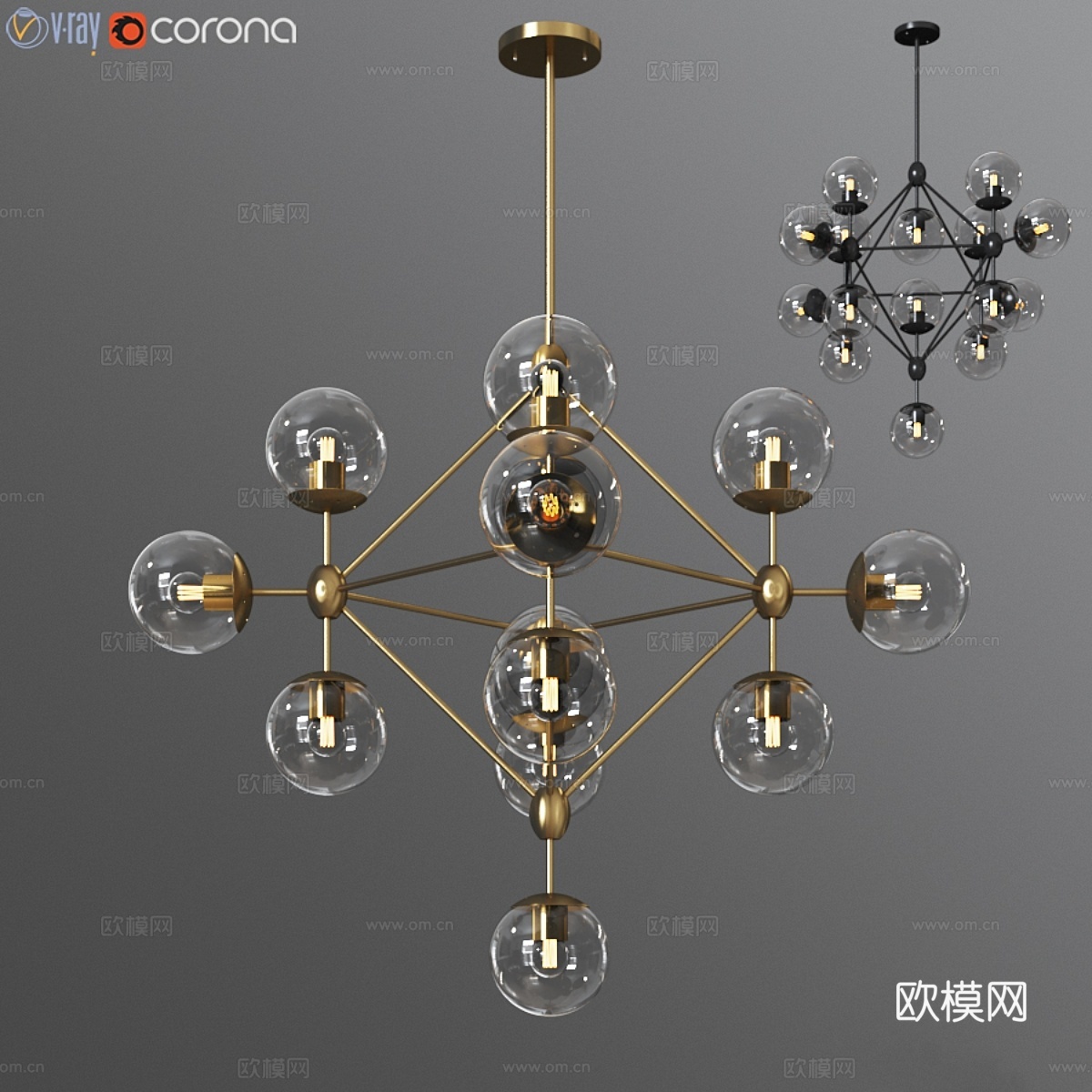 Dortch 15灯斯普特尼克吊灯3d模型下载