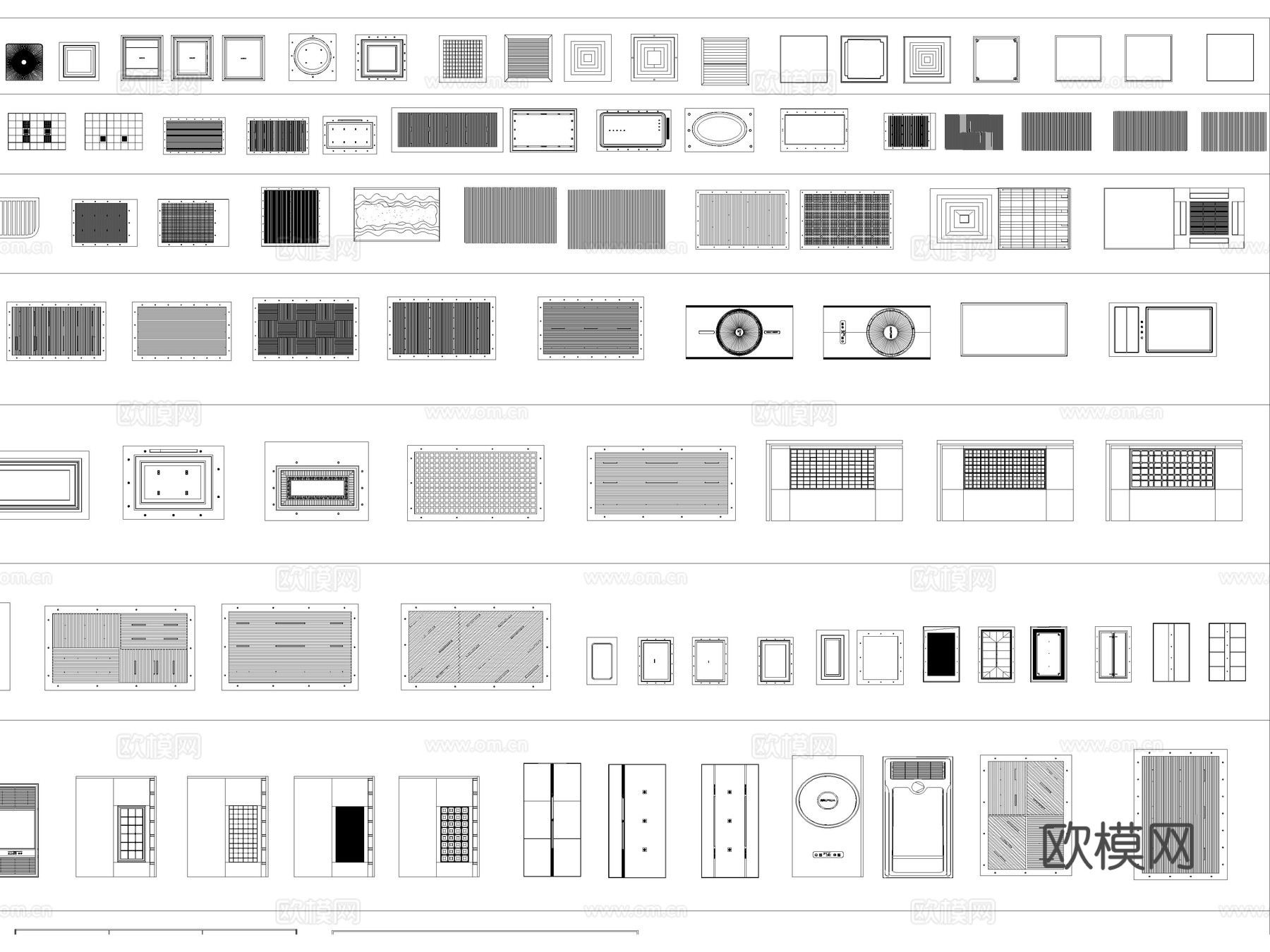 2026年最新吊顶曲面吊顶顶棚管道铝格栅曲线天花CAD图库cad施工图
