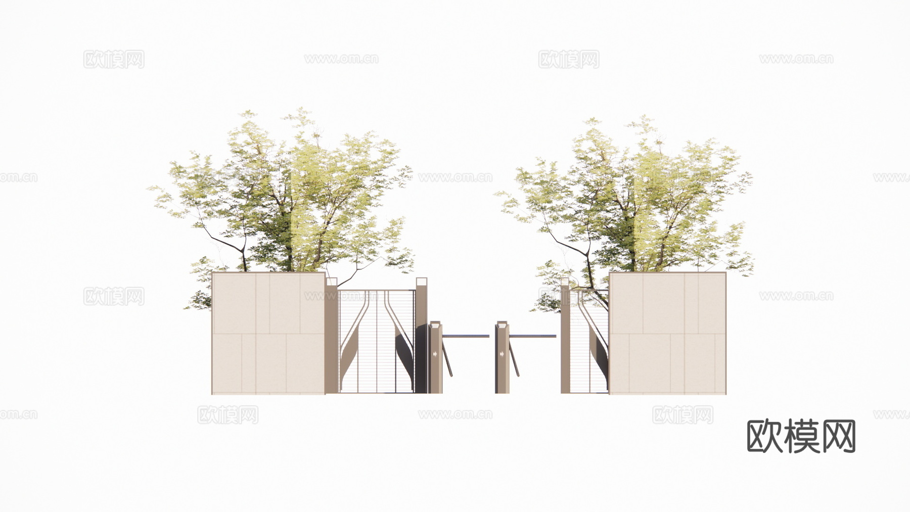 草坪灯 庭院门 水池 屋顶花园 门 室内景观 庭院 造景 景su模型