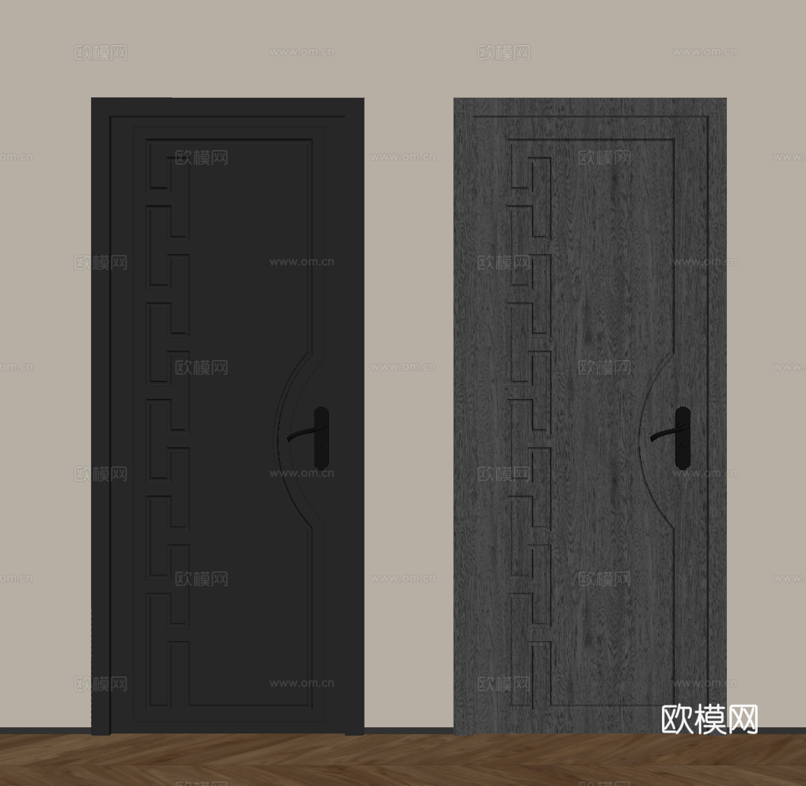 现代意式单开门 木门 室内门su模型