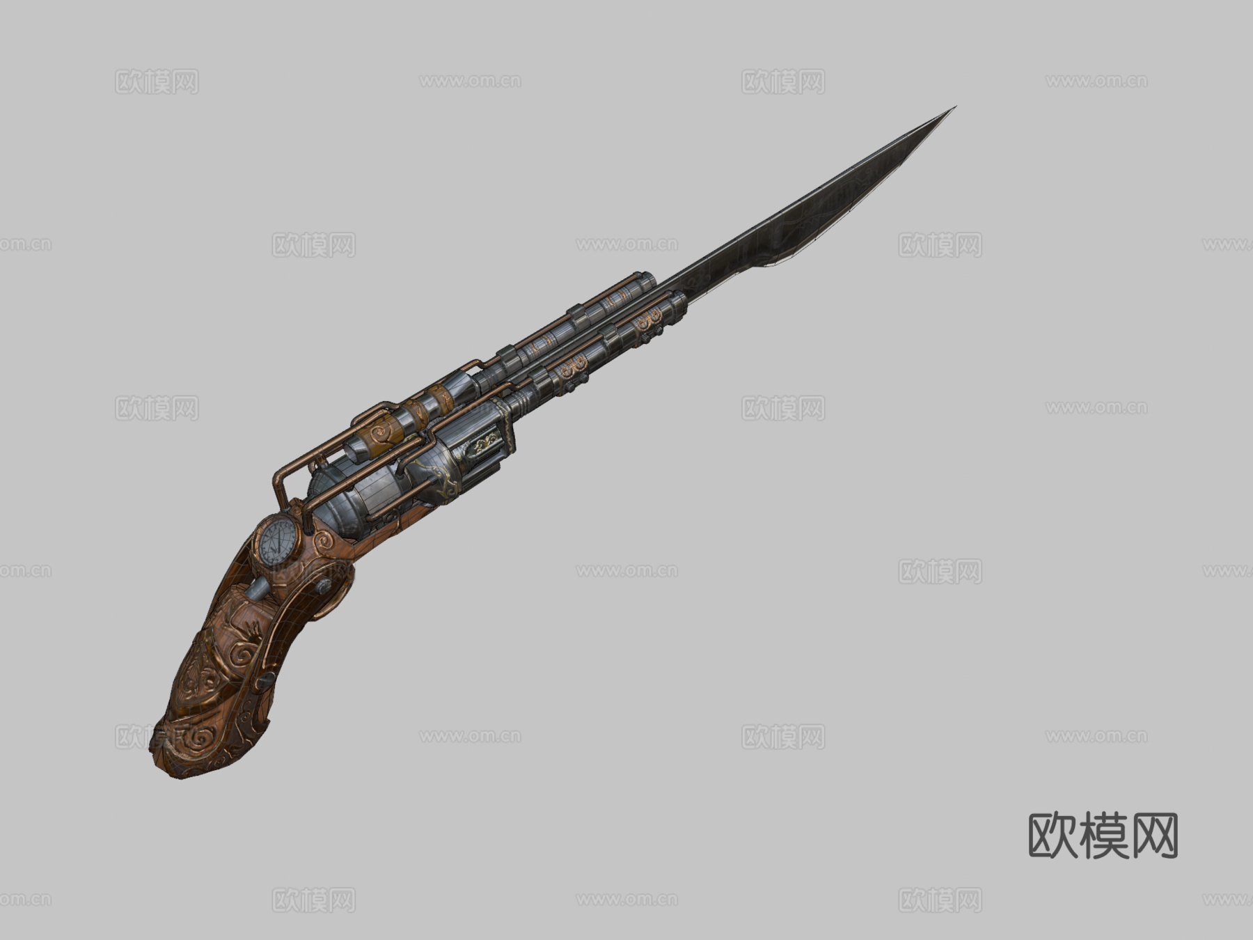 双管刃枪3d模型下载（渲染图2）