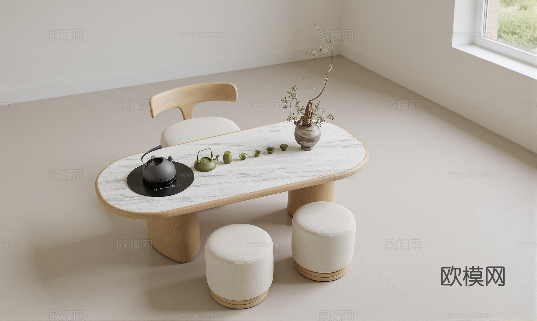 现代茶桌椅su模型