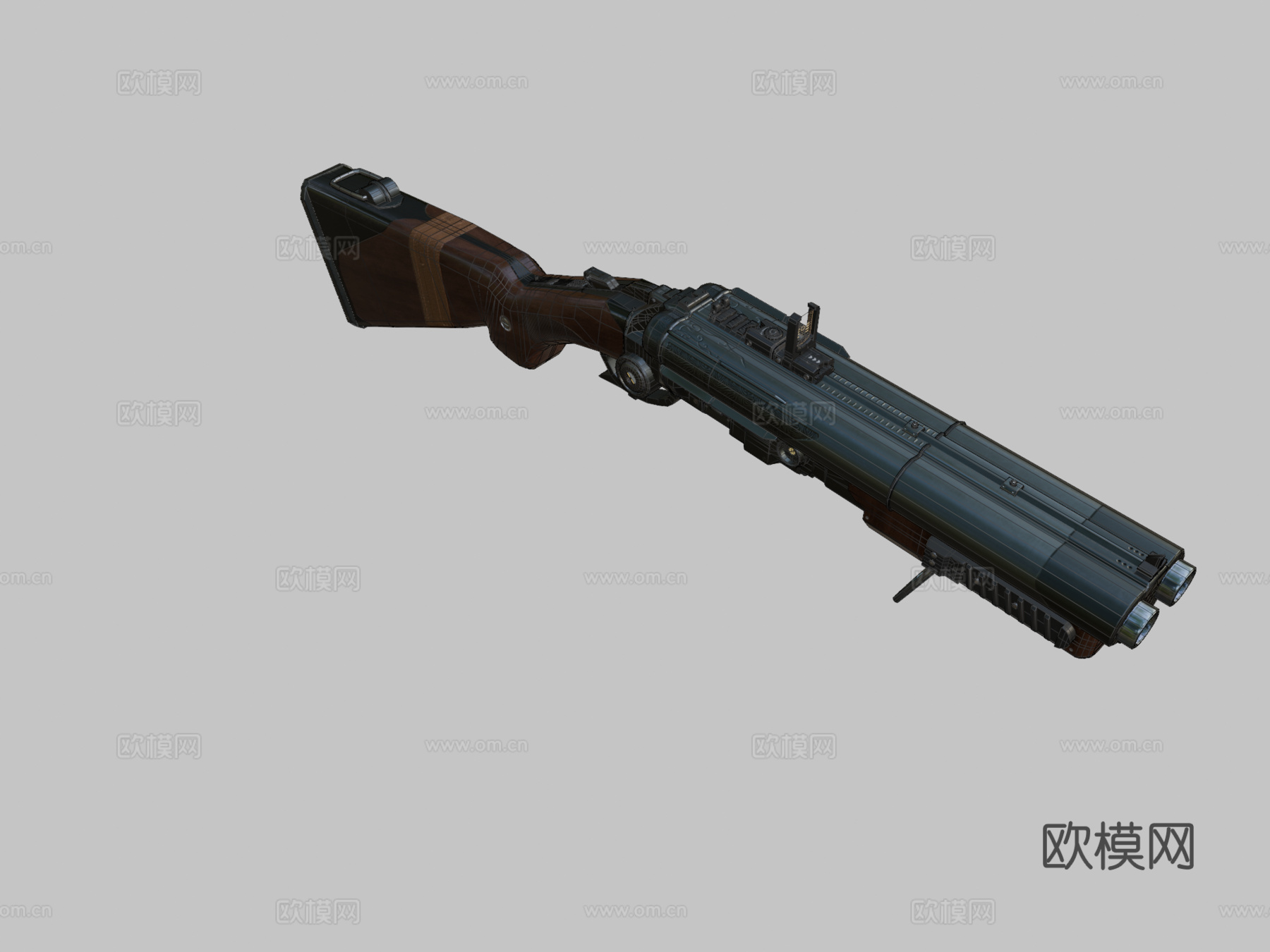 双管霰弹枪3d模型下载（渲染图2）