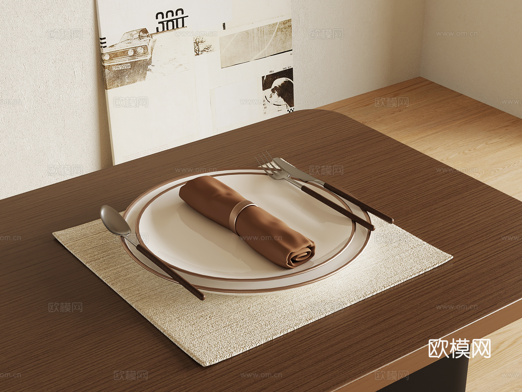 现代餐具su模型