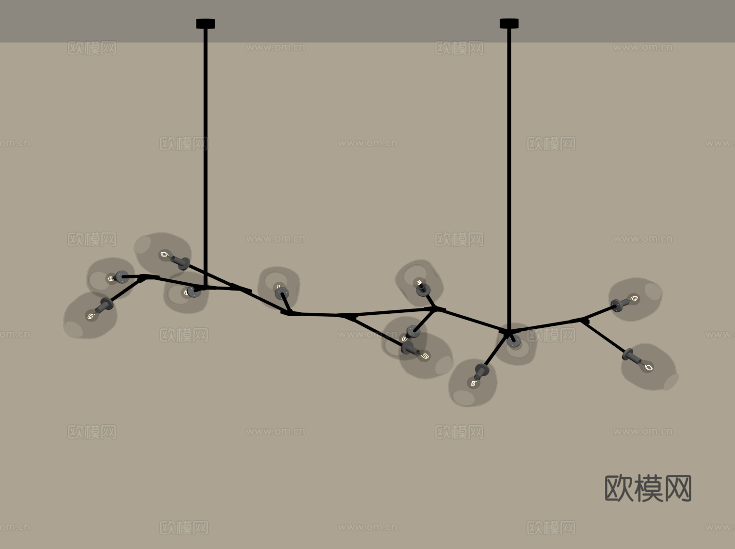 新中式吊灯su模型下载（渲染图2）